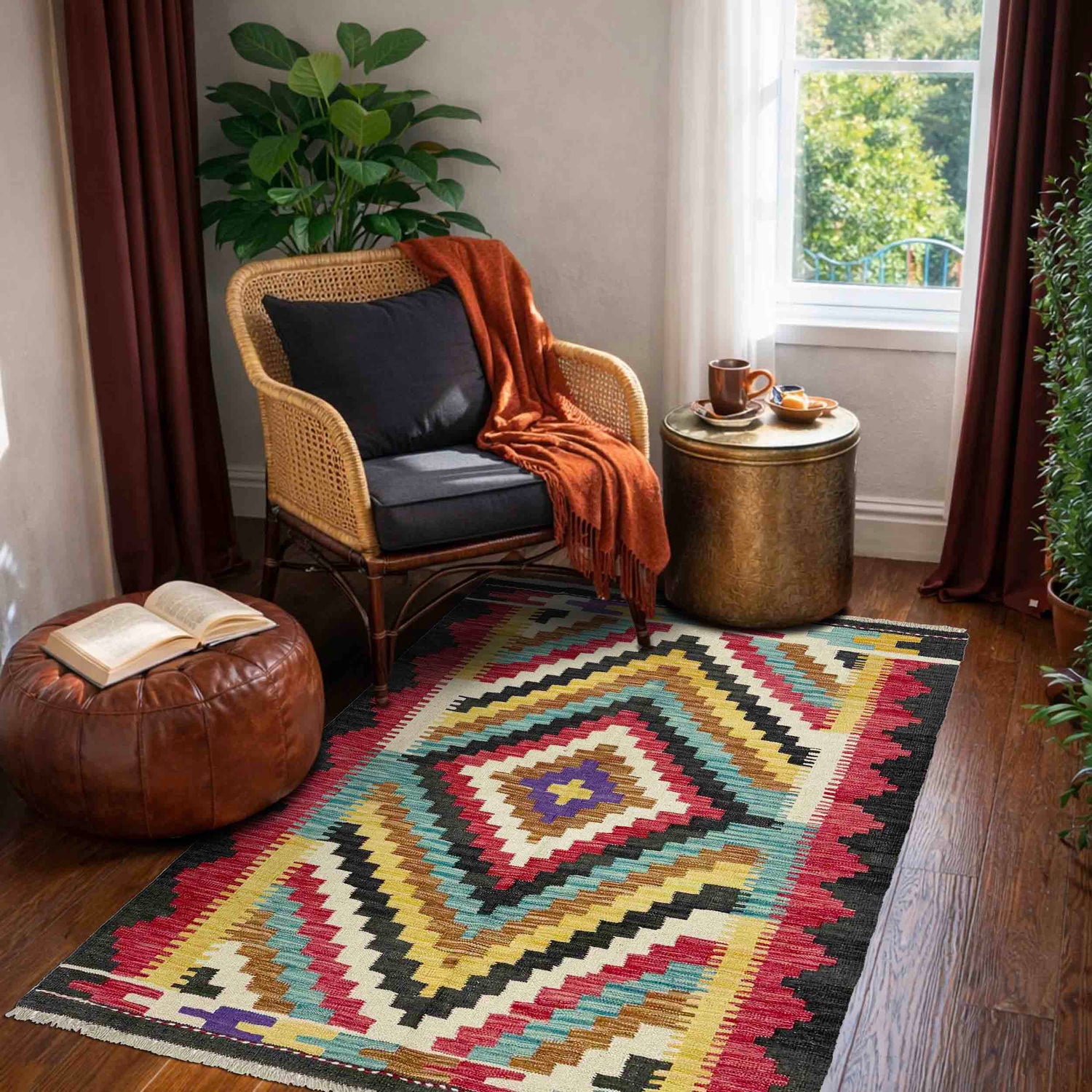 Handmade Multi Kilim Geometric 3x5 ft