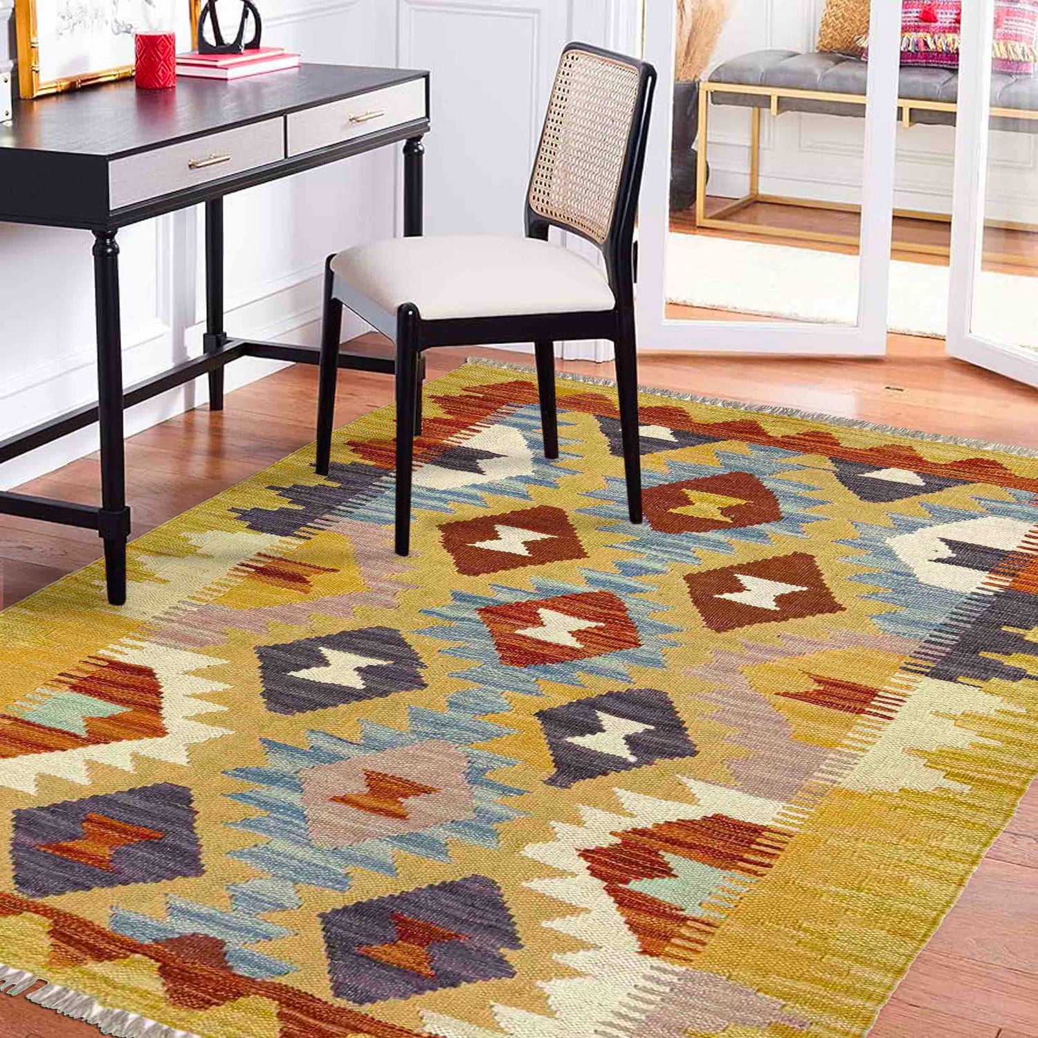 Handmade Multi Kilim Geometric 2x4 ft
