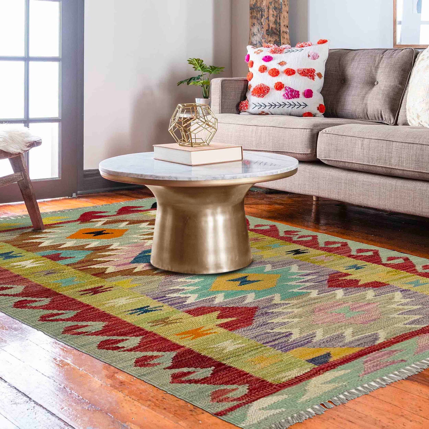 Handmade Multi Kilim Geometric 2x4 ft
