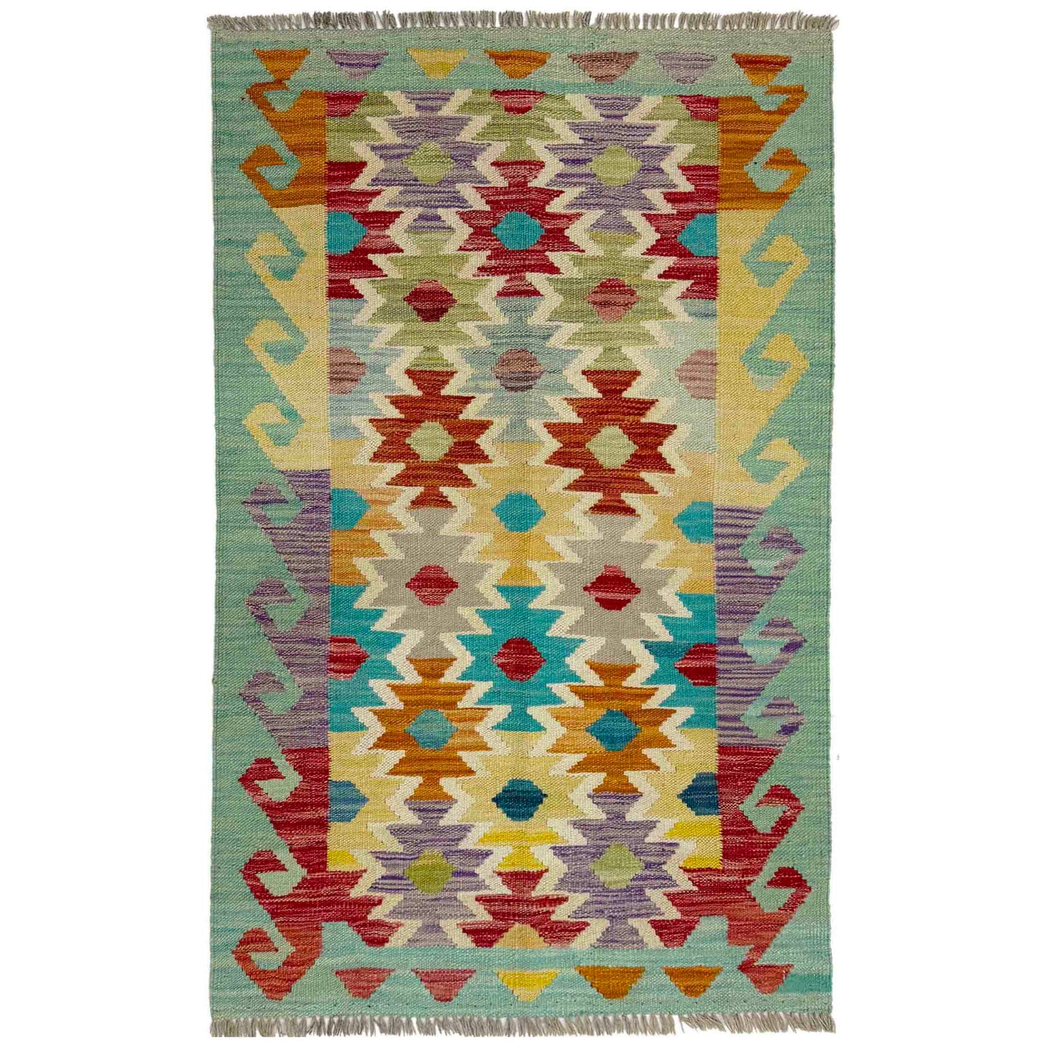 Handmade Multi Kilim Geometric 2x4 ft