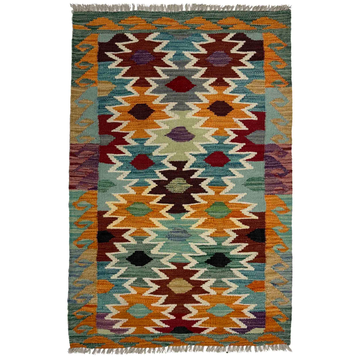 Handmade Multi Kilim Geometric 2x4 ft