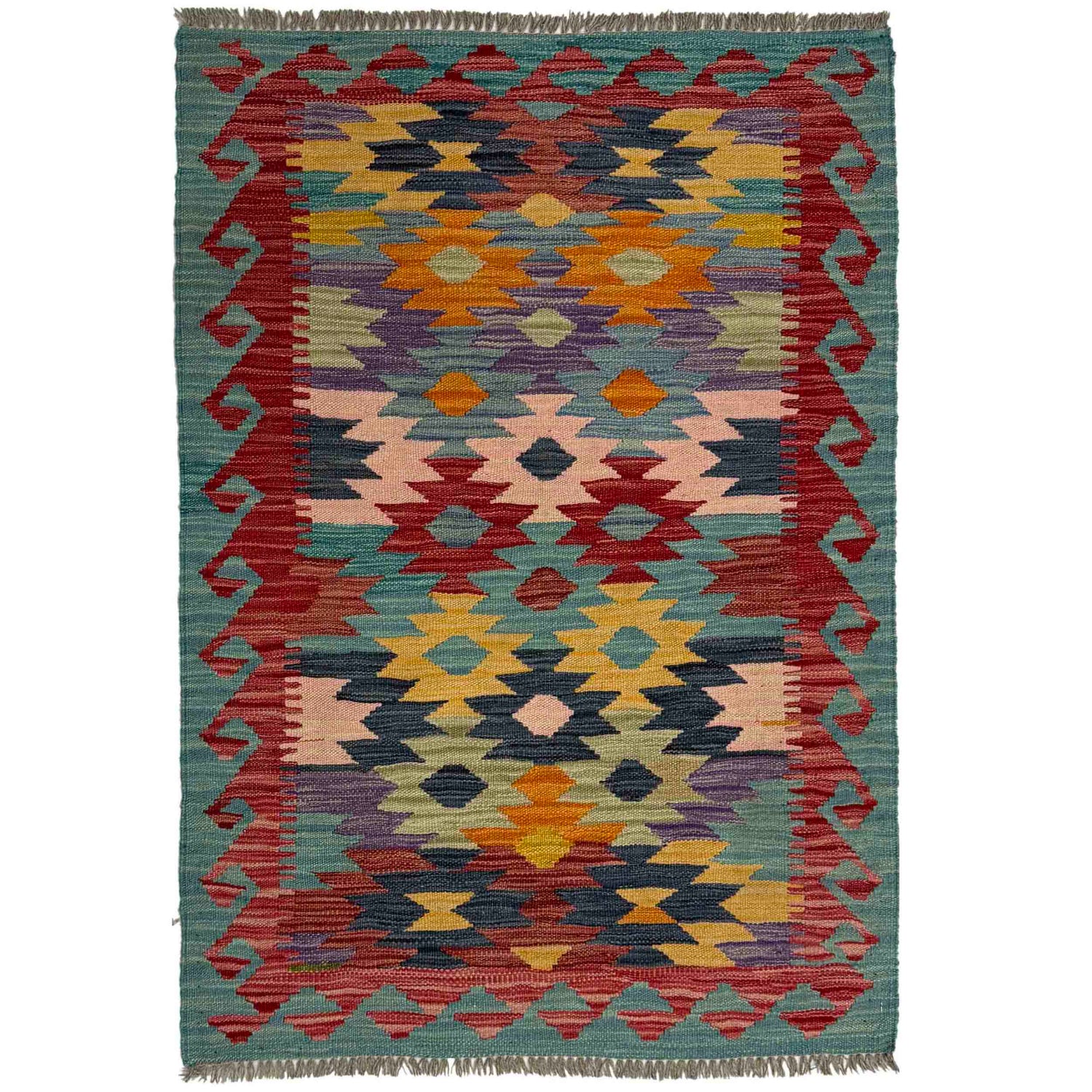 Handmade Multi Kilim Geometric 2x4 ft