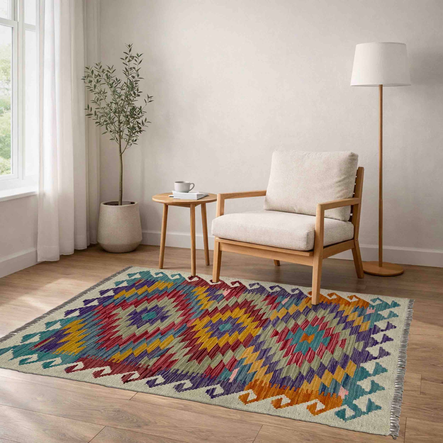 Handmade Multi Kilim Geometric 2x4 ft