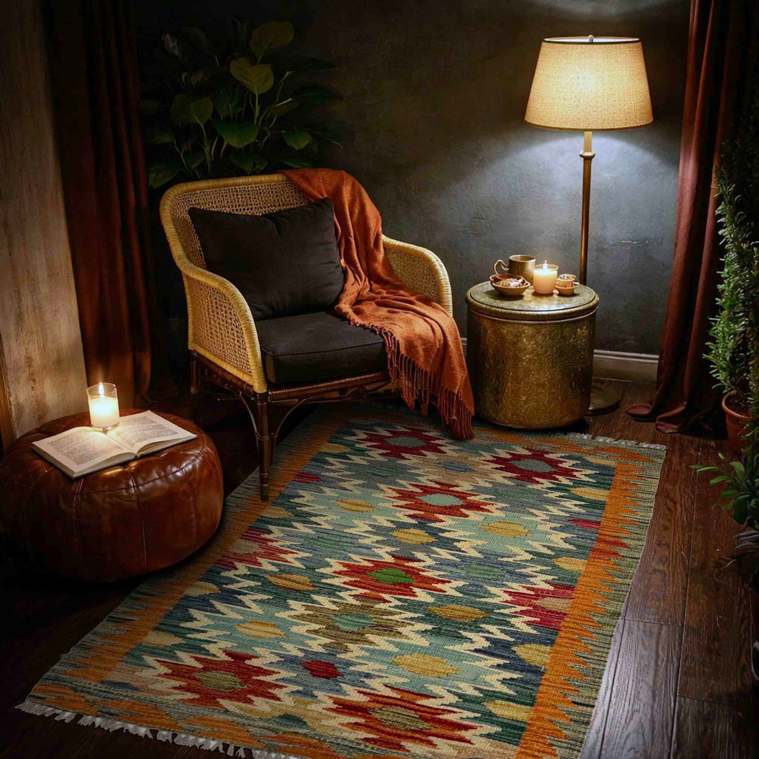 Handmade Multi Kilim Geometric 2x4 ft
