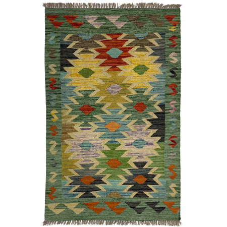 Handmade Multi Kilim Geometric 2x4 ft