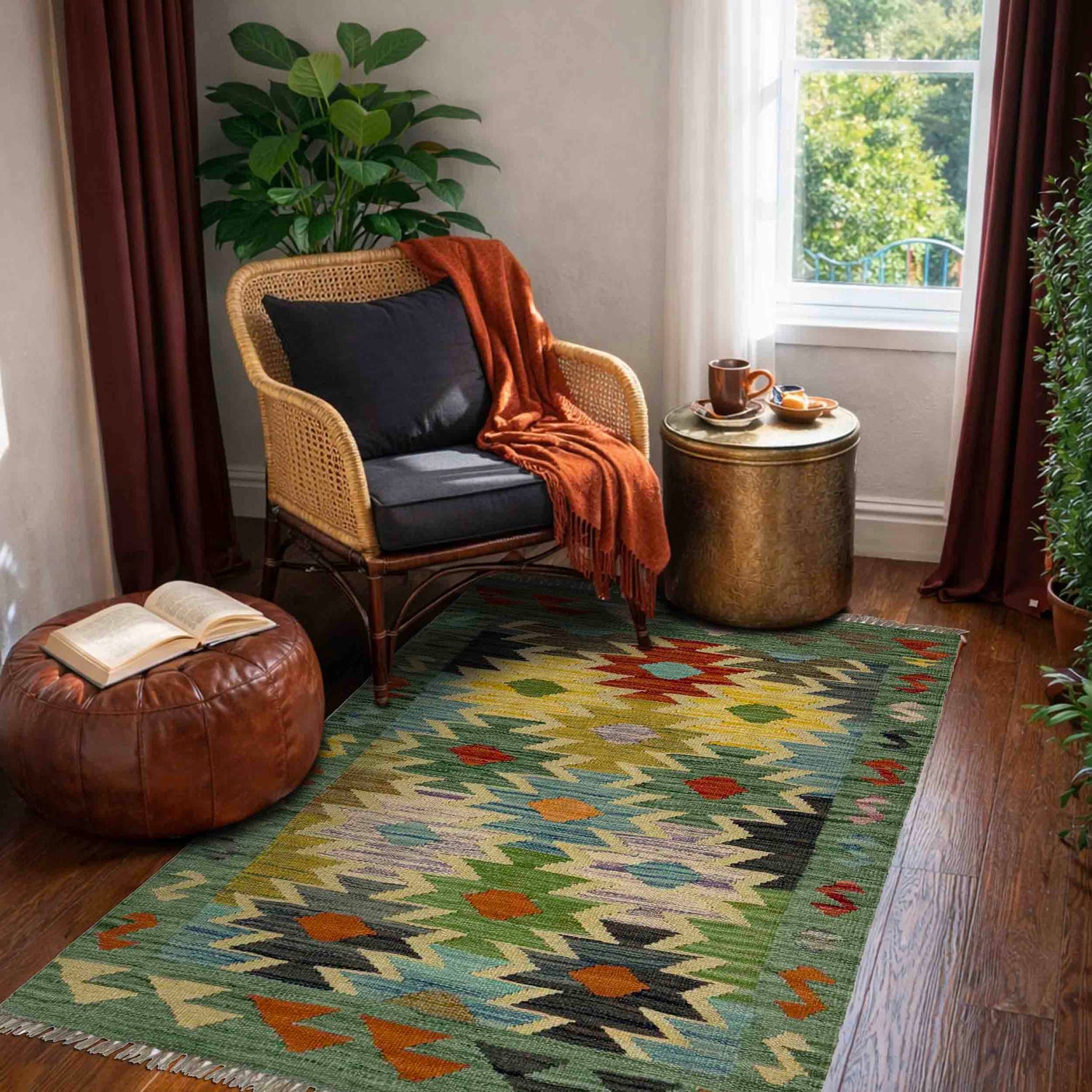 Handmade Multi Kilim Geometric 2x4 ft