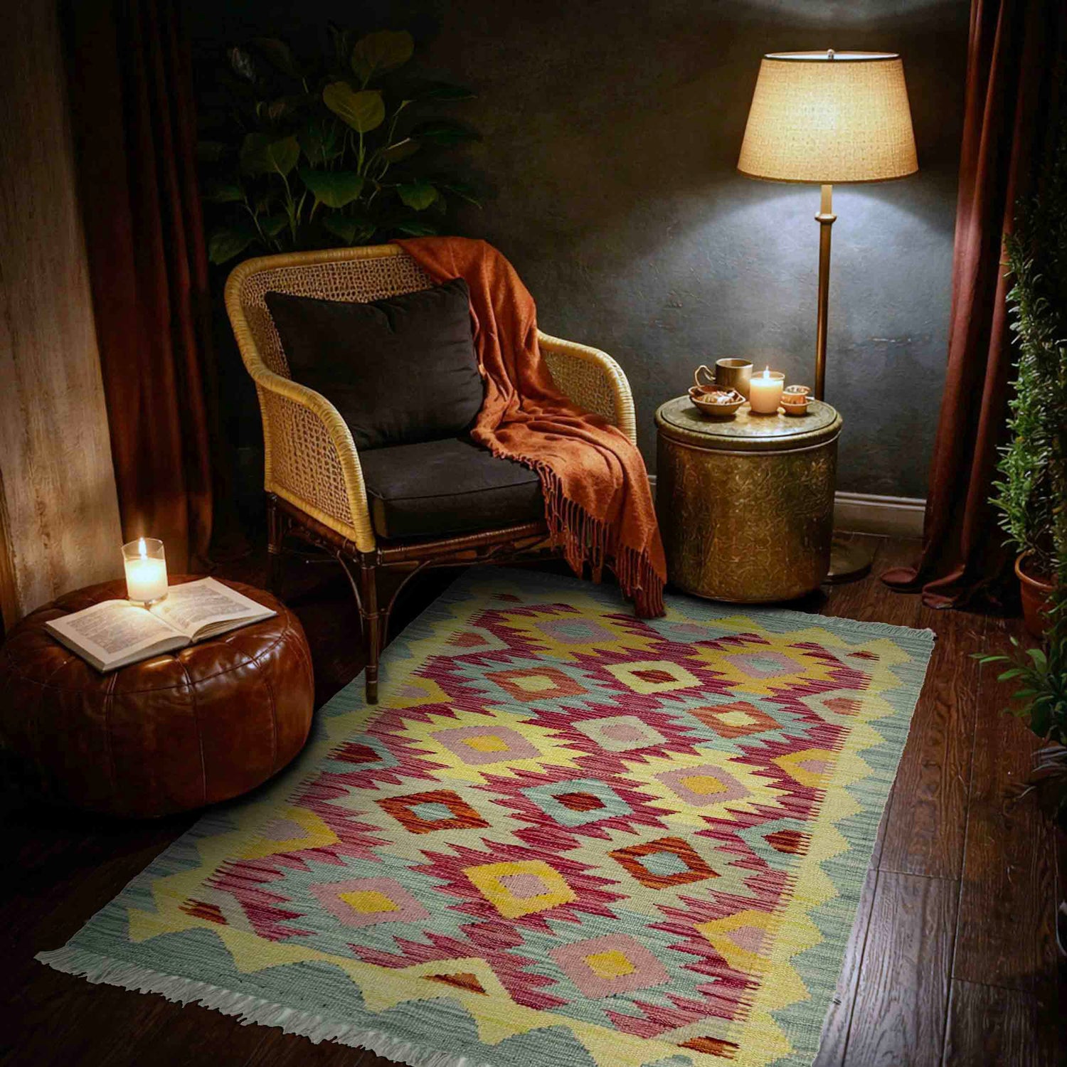 Handmade Multi Kilim Geometric 2x4 ft