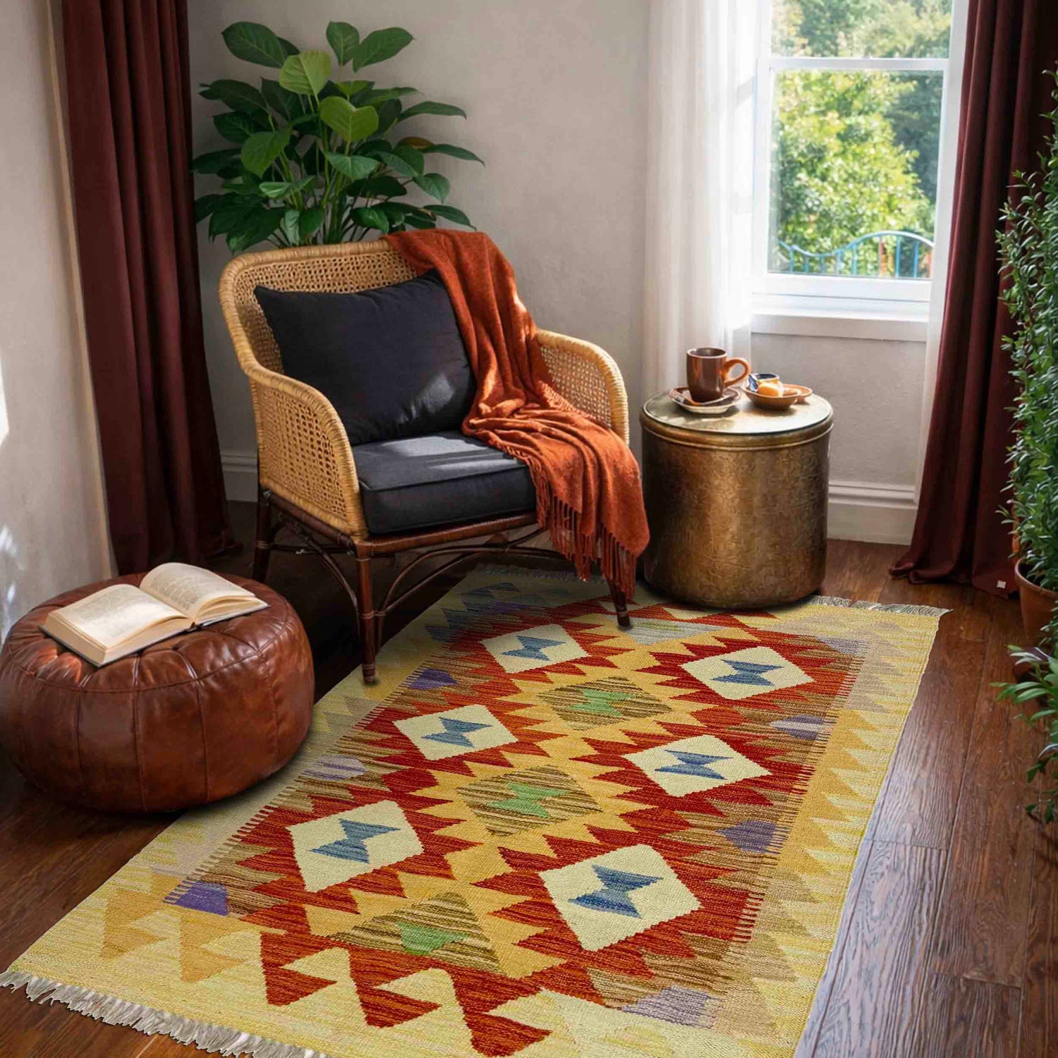 Handmade Multi Kilim Geometric 2x4 ft