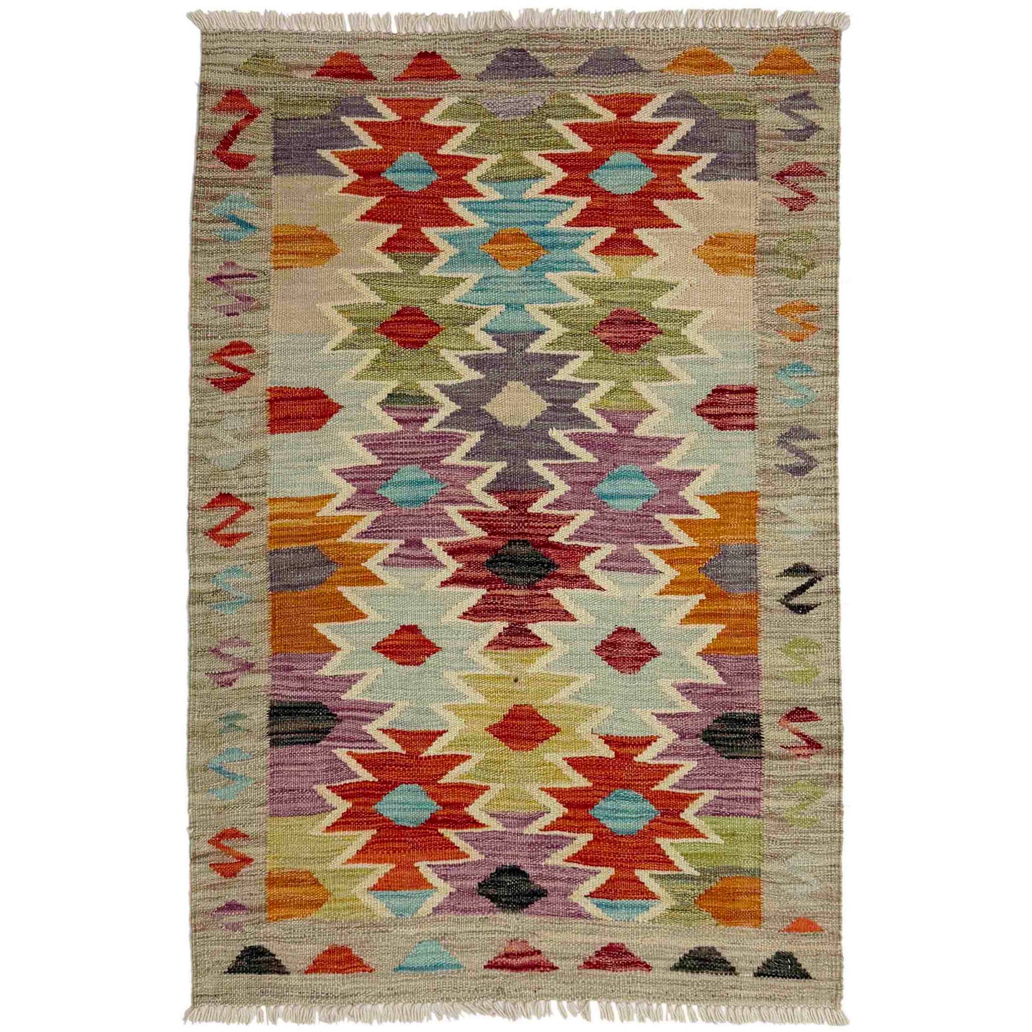 Handmade Multi Kilim Geometric 2x4 ft