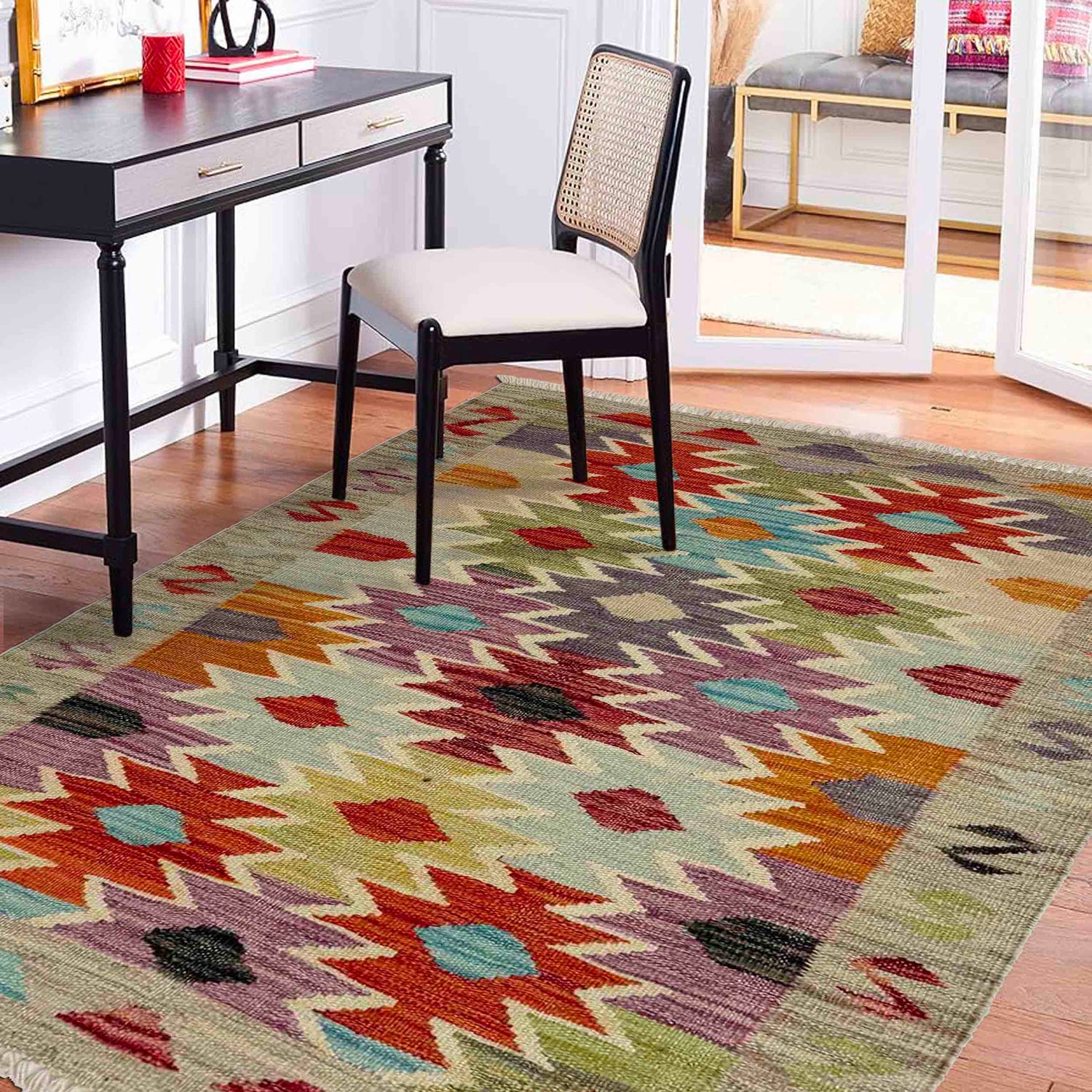 Handmade Multi Kilim Geometric 2x4 ft