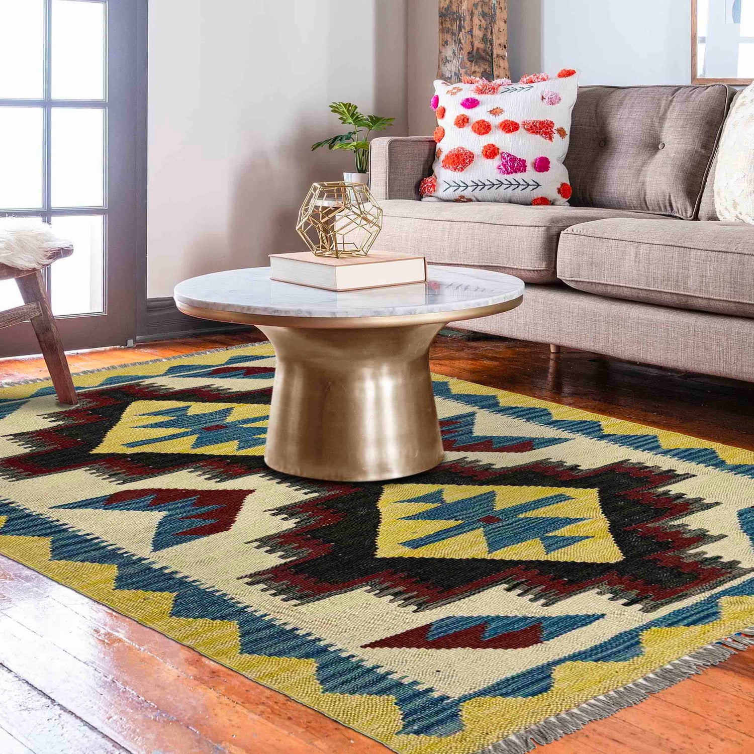 Handmade Multi Kilim Geometric 2x4 ft