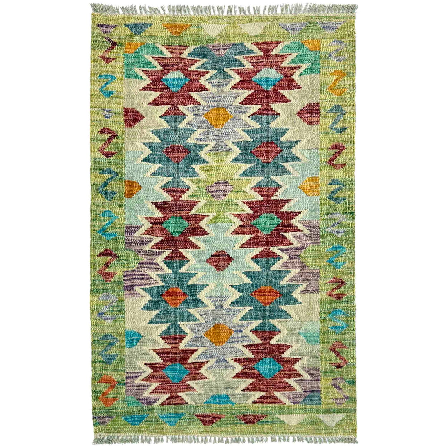 Handmade Multi Kilim Geometric 2x4 ft