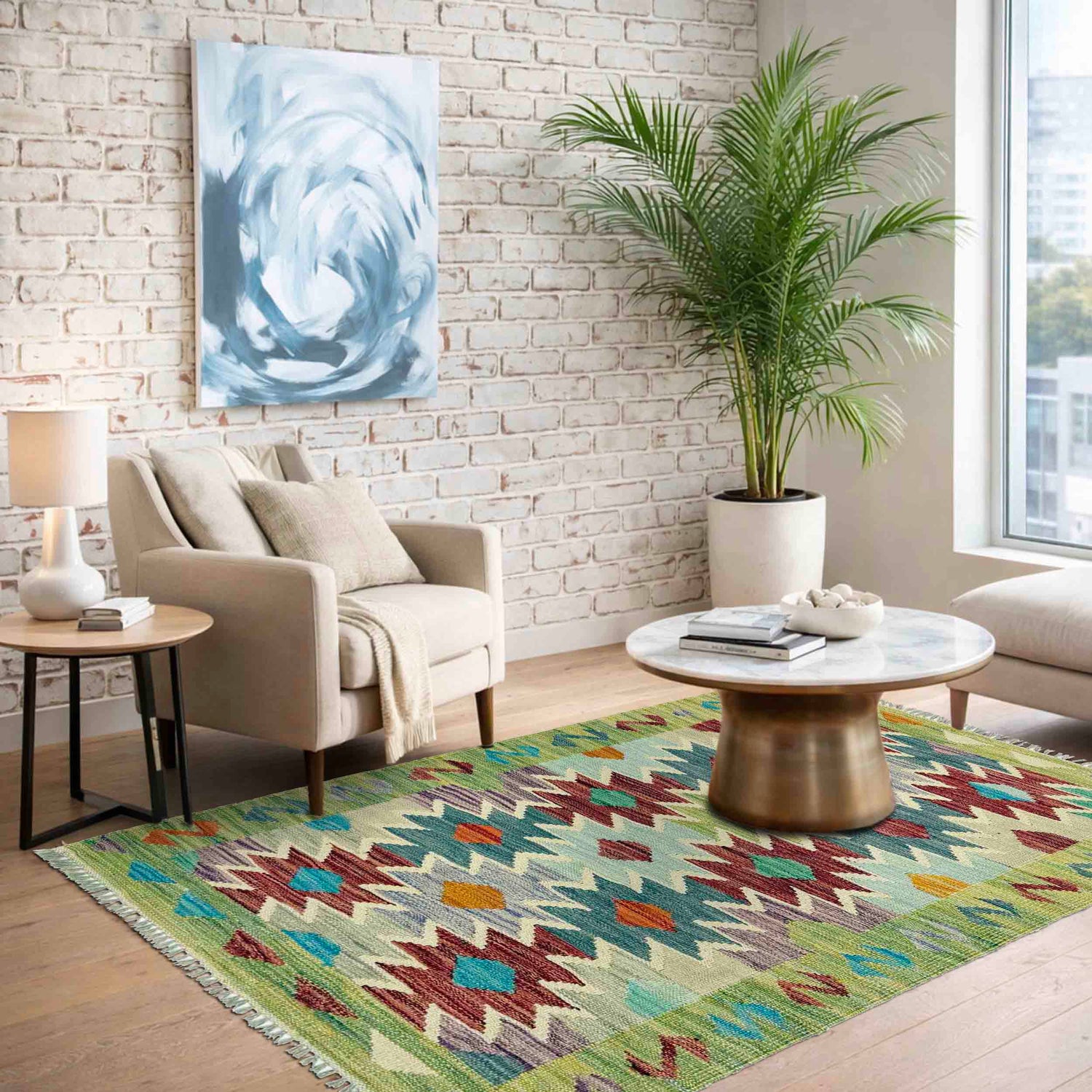 Handmade Multi Kilim Geometric 2x4 ft