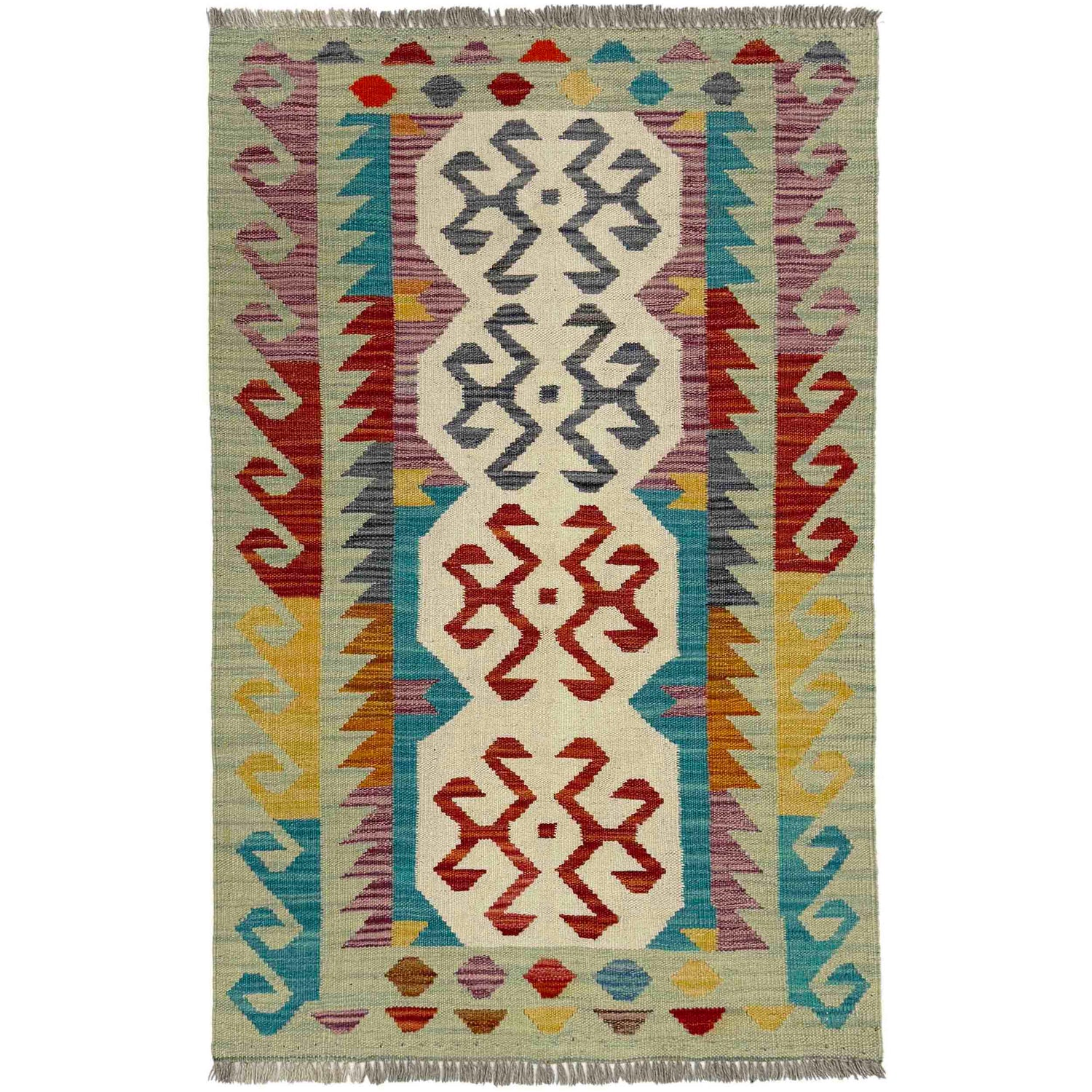 Handmade Multi Kilim Geometric 2x4 ft