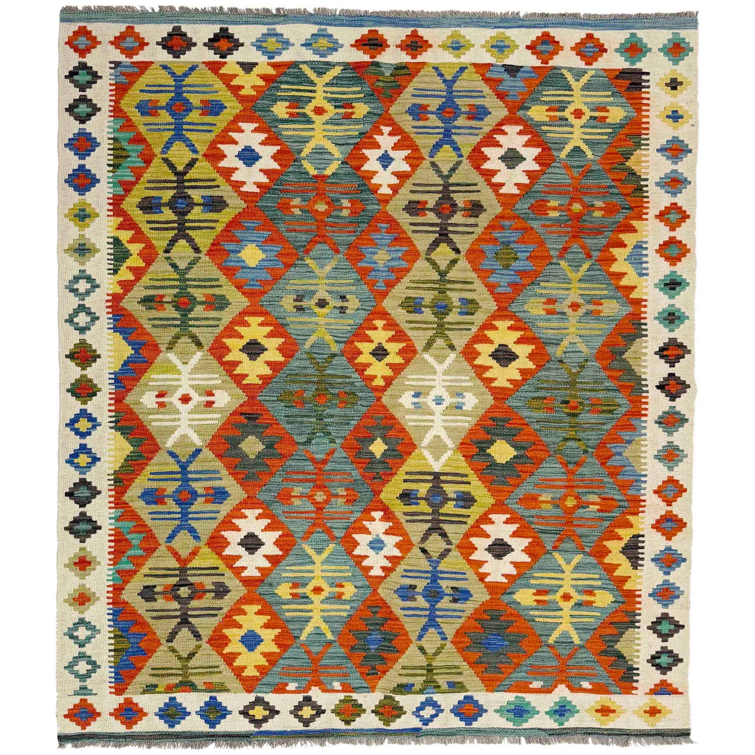 Handmade Multi Kilim Geometric 4x7 ft