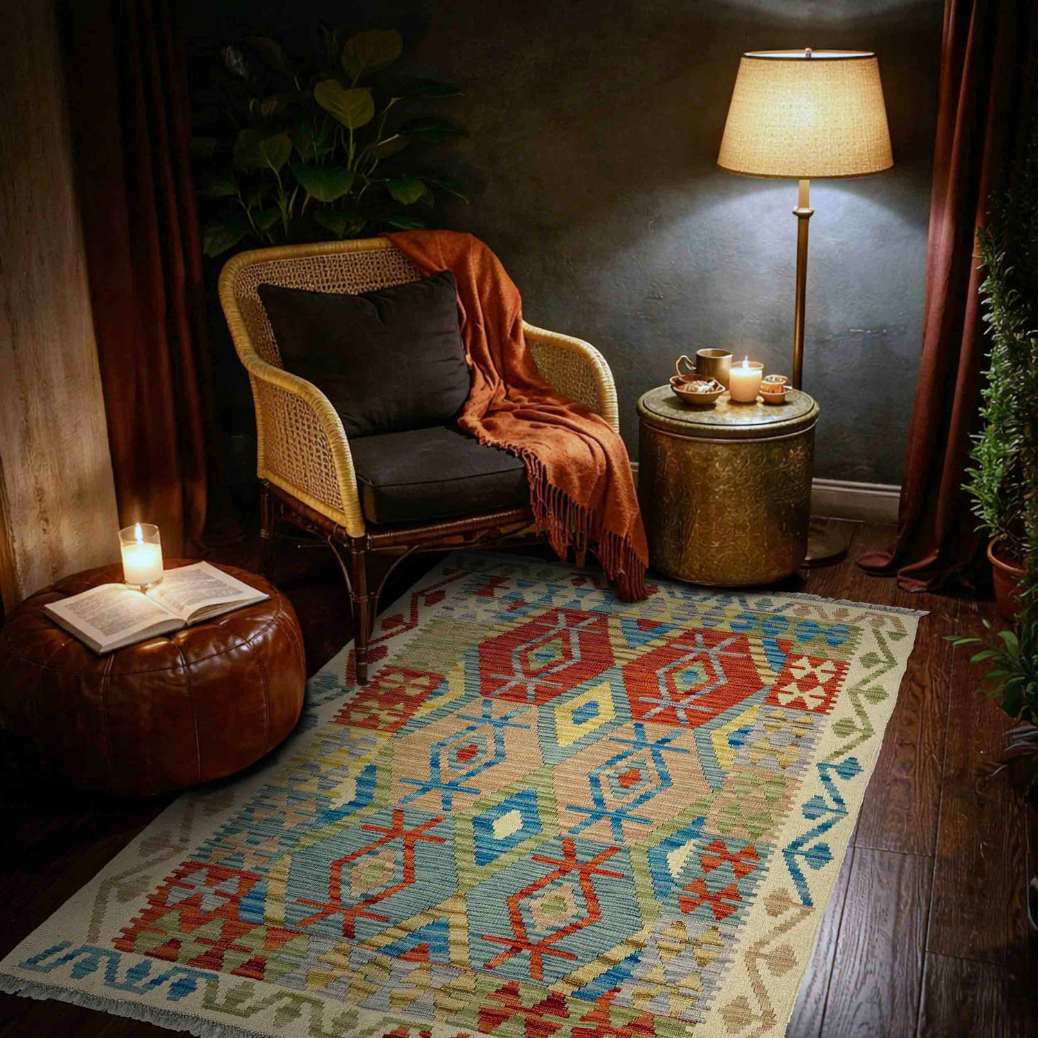 Handmade Multi Kilim Geometric 3x5 ft