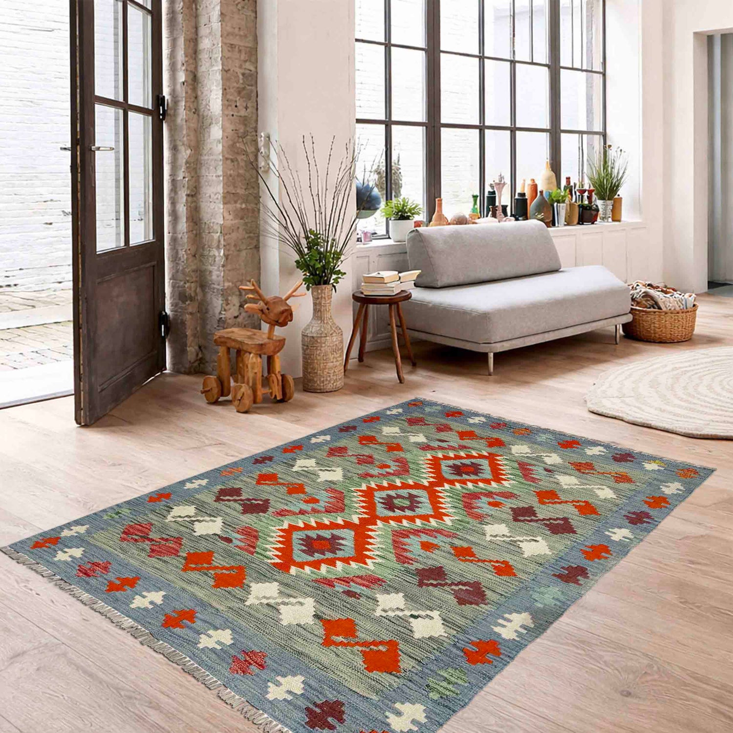 Handmade Multi Kilim Geometric 3x5 ft