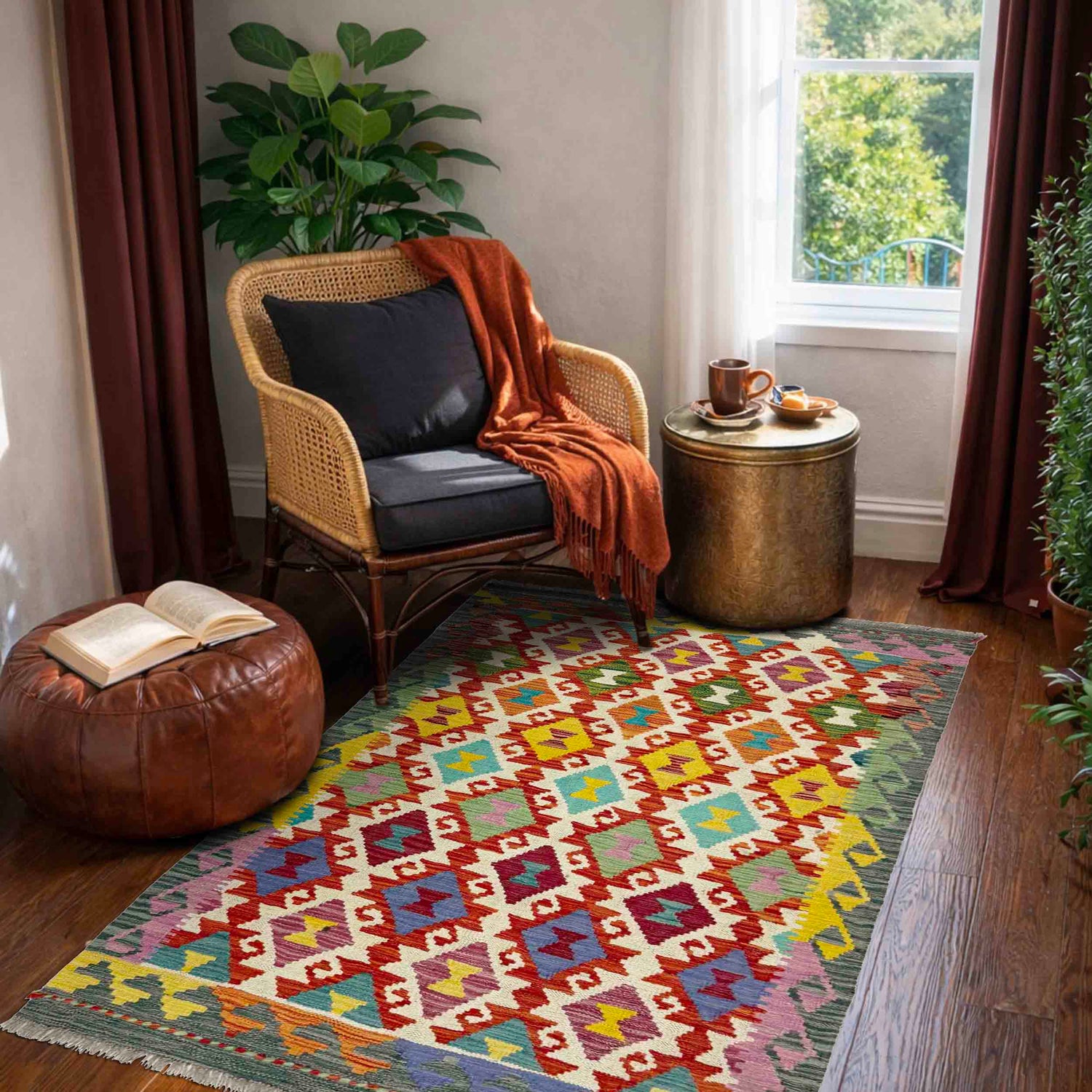 Handmade Multi Kilim Geometric 3x5 ft