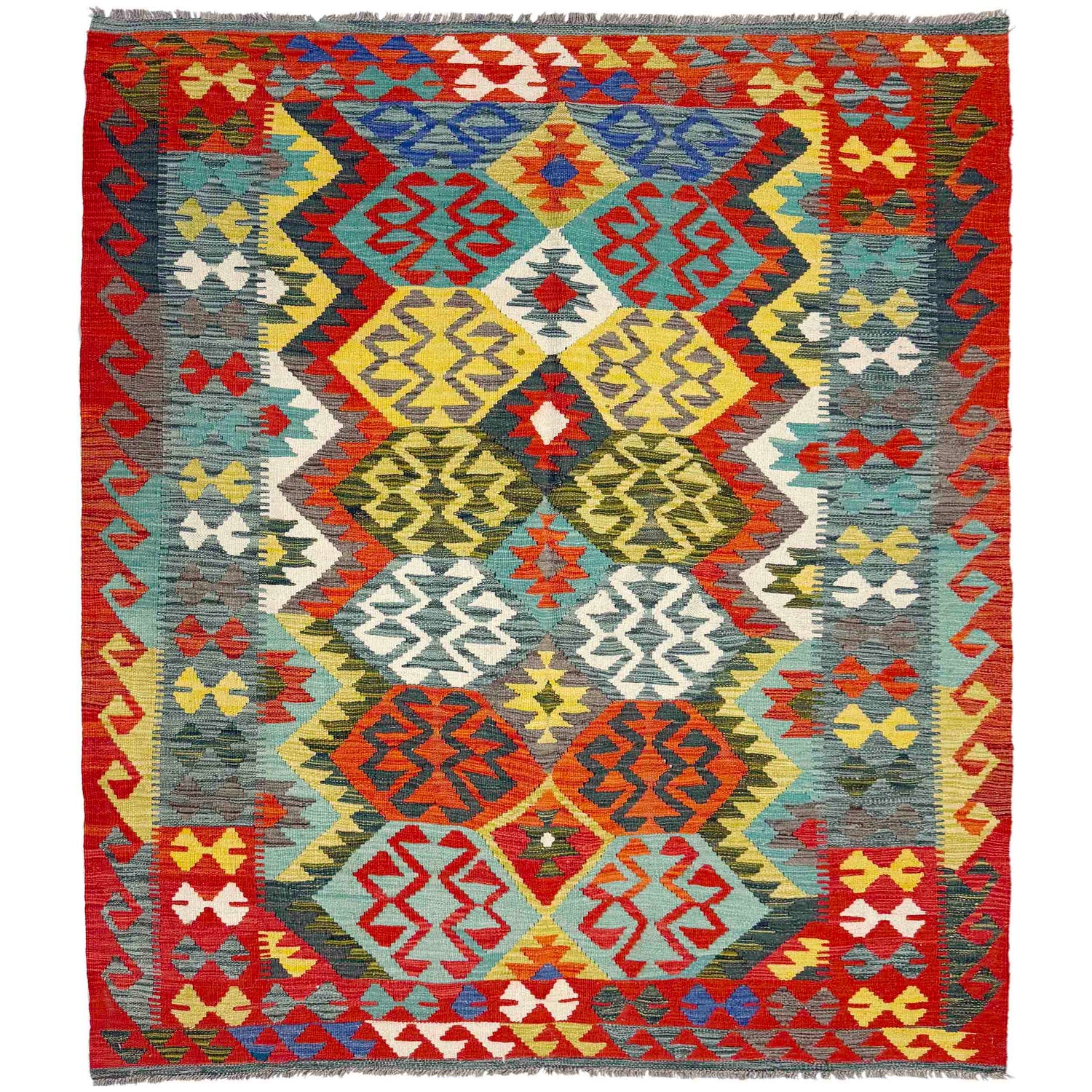 Handmade Multi Kilim Geometric 4x7 ft