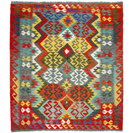 Handmade Multi Kilim Geometric 4x7 ft