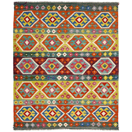 Handmade Multi Kilim Geometric 4x7 ft