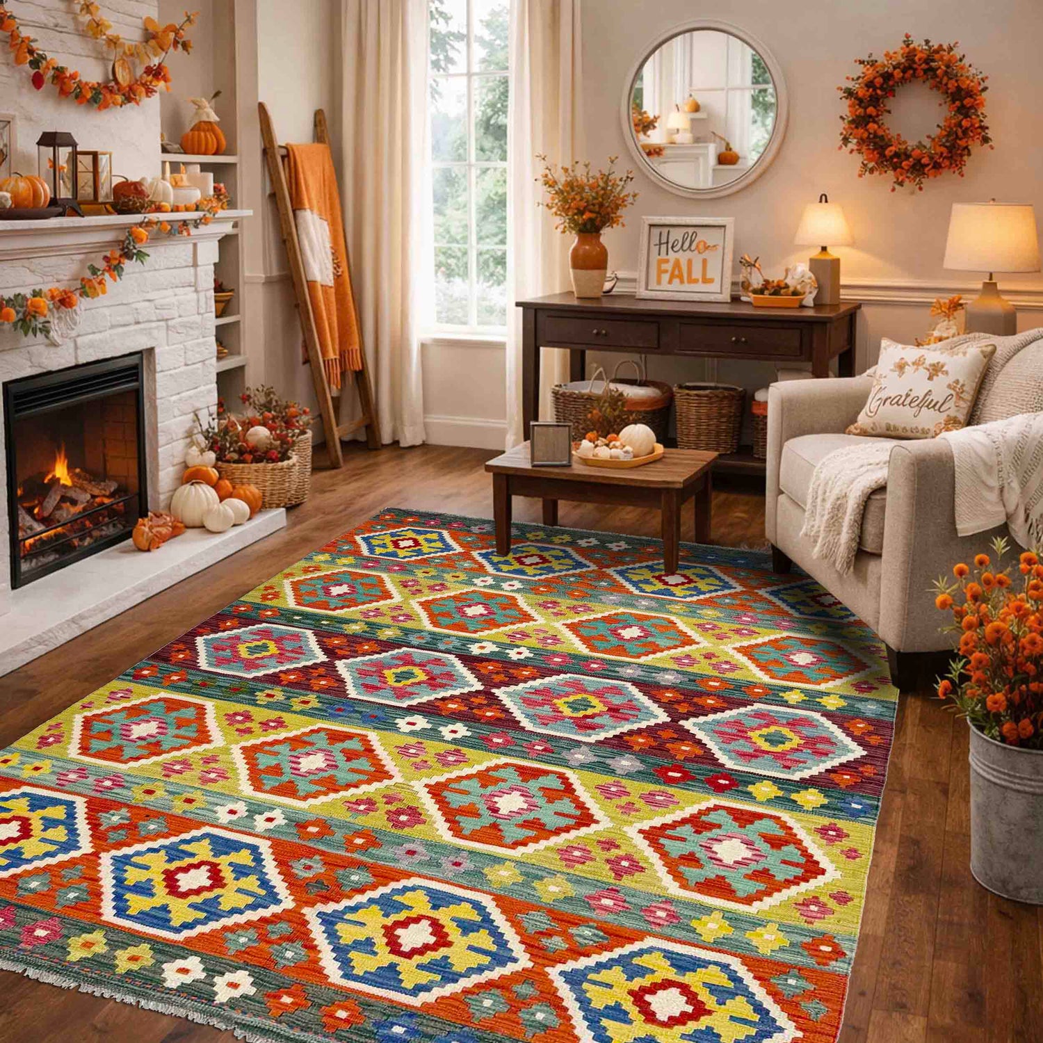 Handmade Multi Kilim Geometric 4x7 ft
