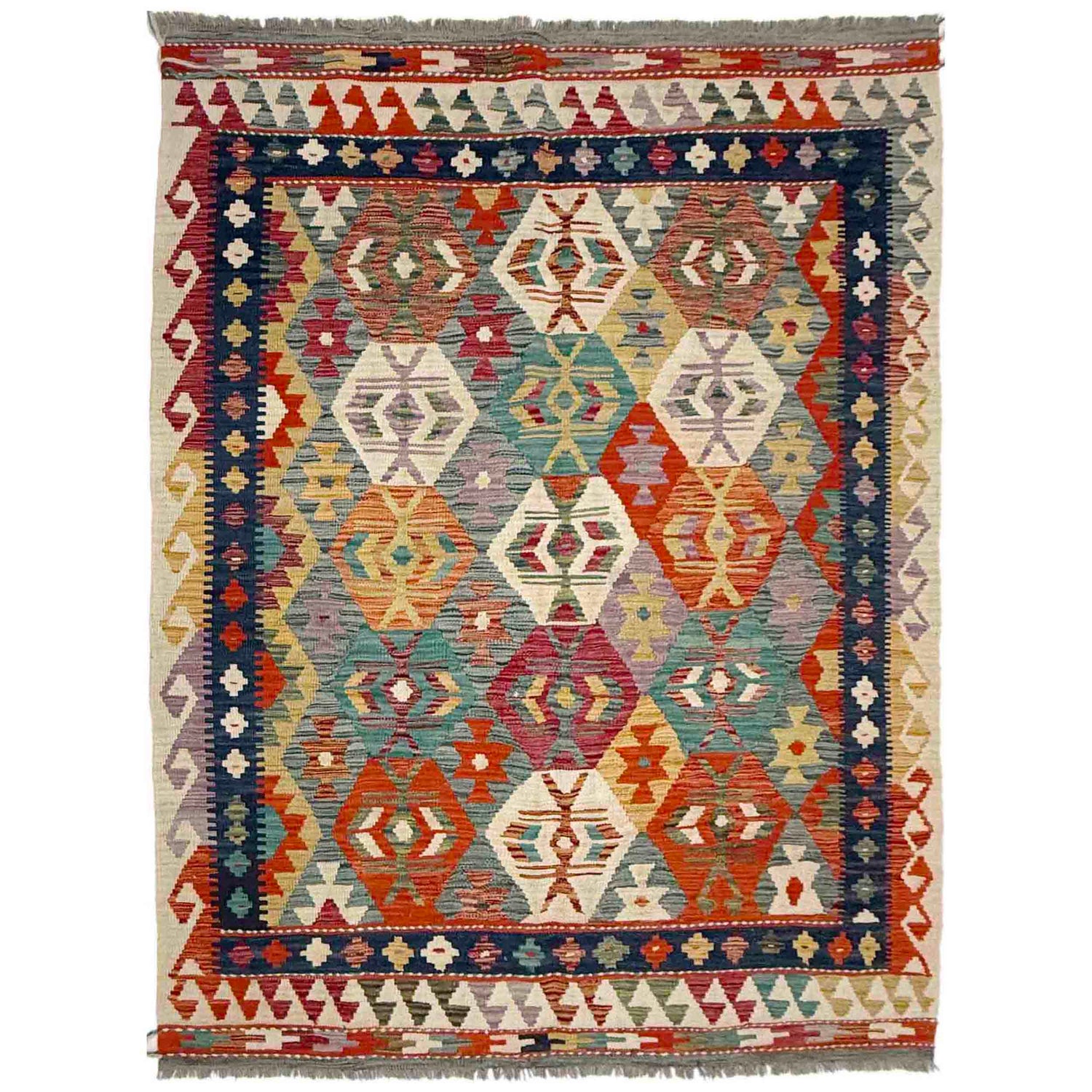 Handmade Multi Kilim Geometric 4x7 ft