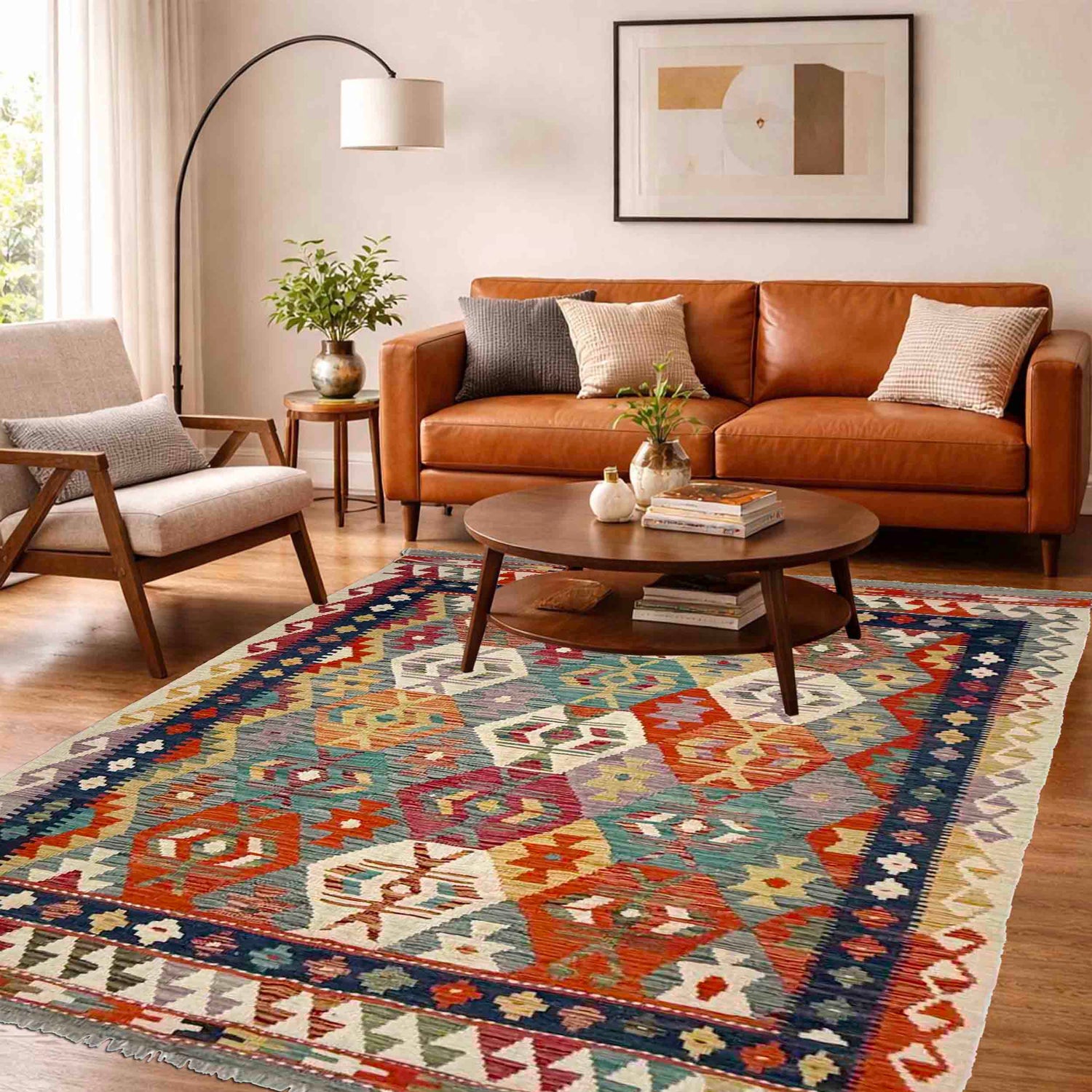 Handmade Multi Kilim Geometric 4x7 ft