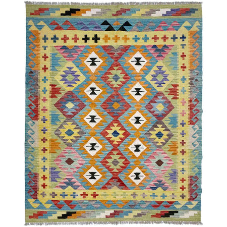 Handmade Multi Kilim Geometric 4x7 ft