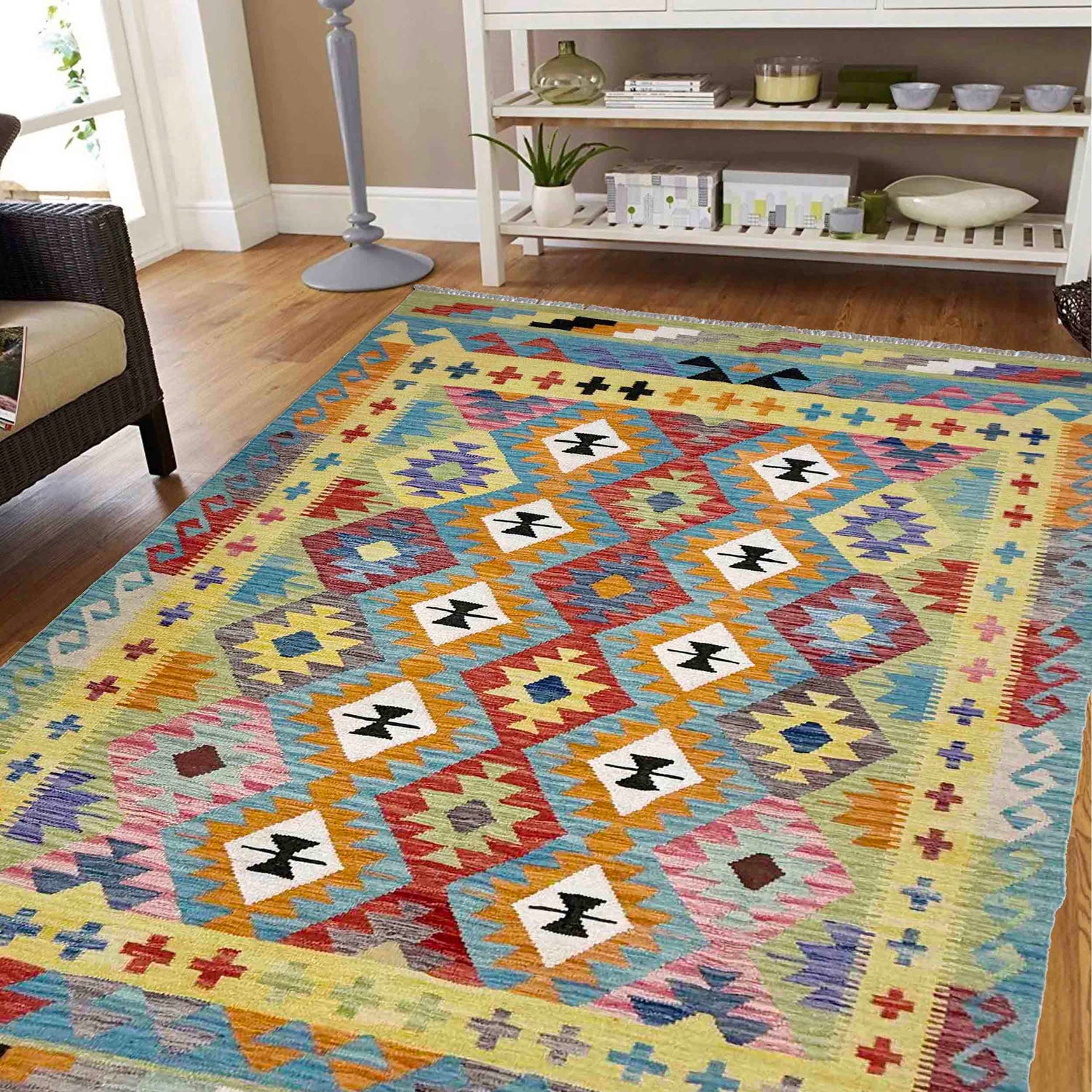 Handmade Multi Kilim Geometric 4x7 ft
