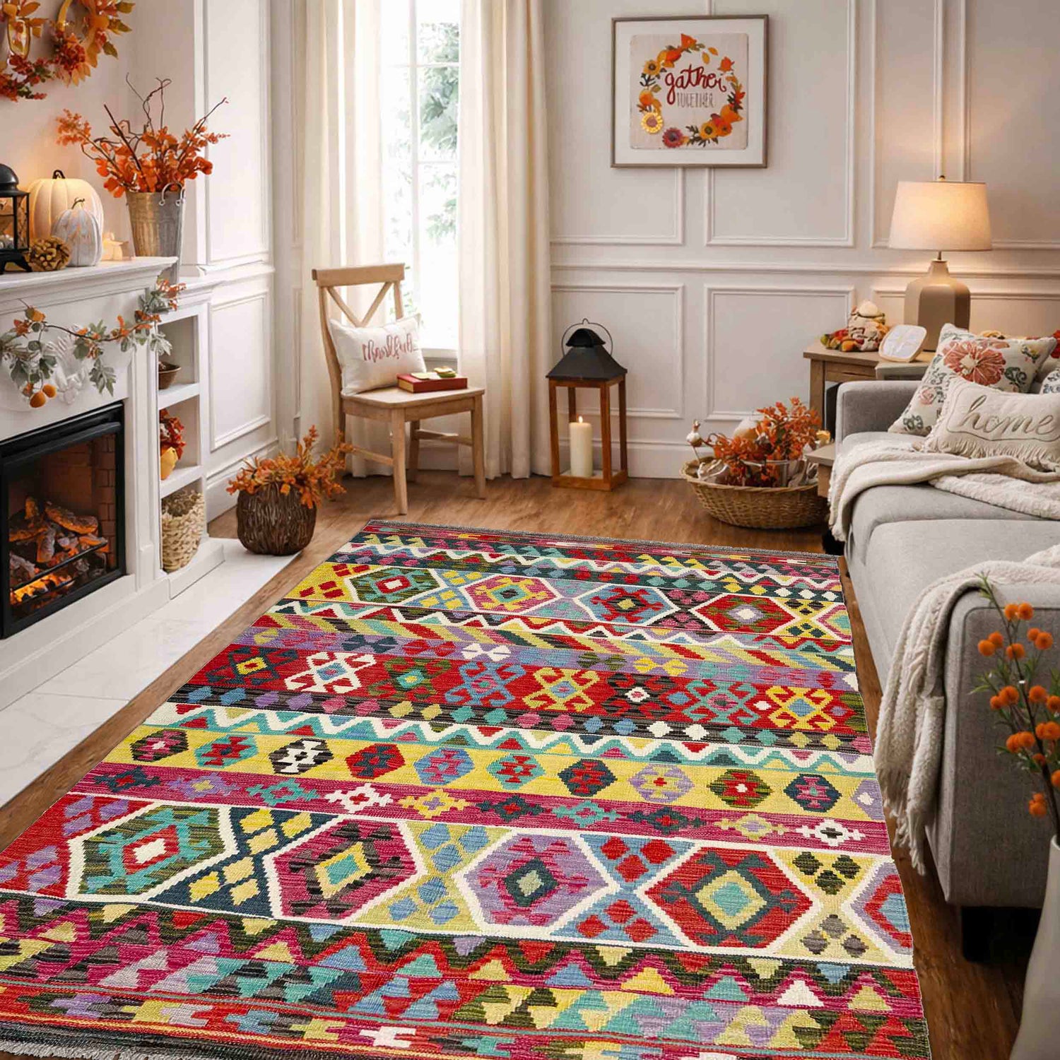 Handmade Multi Kilim Geometric 4x7 ft
