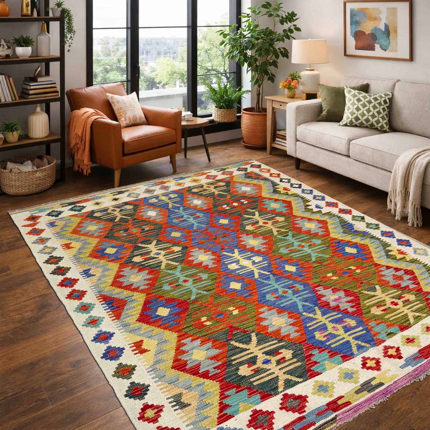 Handmade Multi Kilim Geometric 4x7 ft