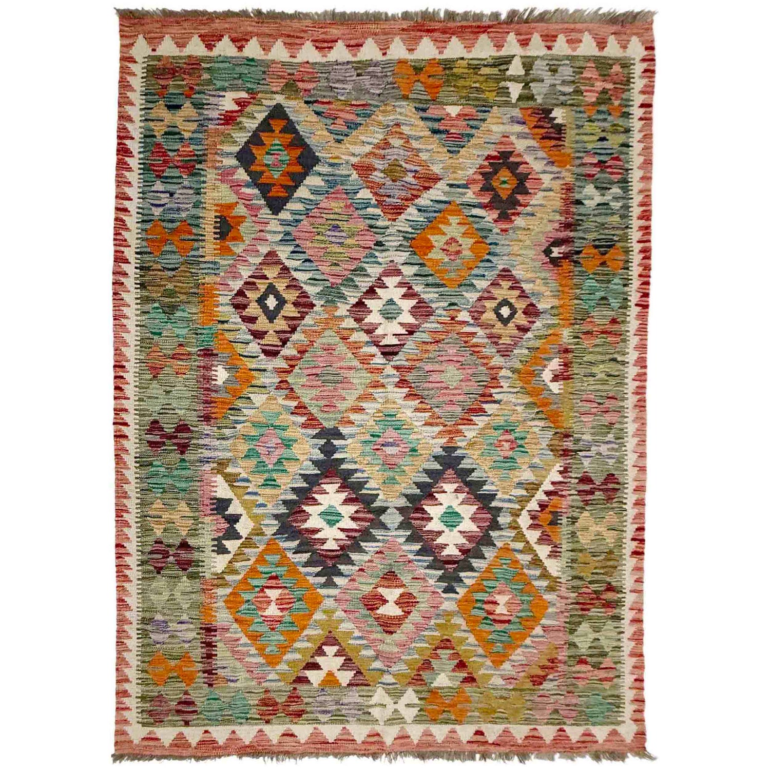 Handmade Multi Kilim Geometric 5x8 ft