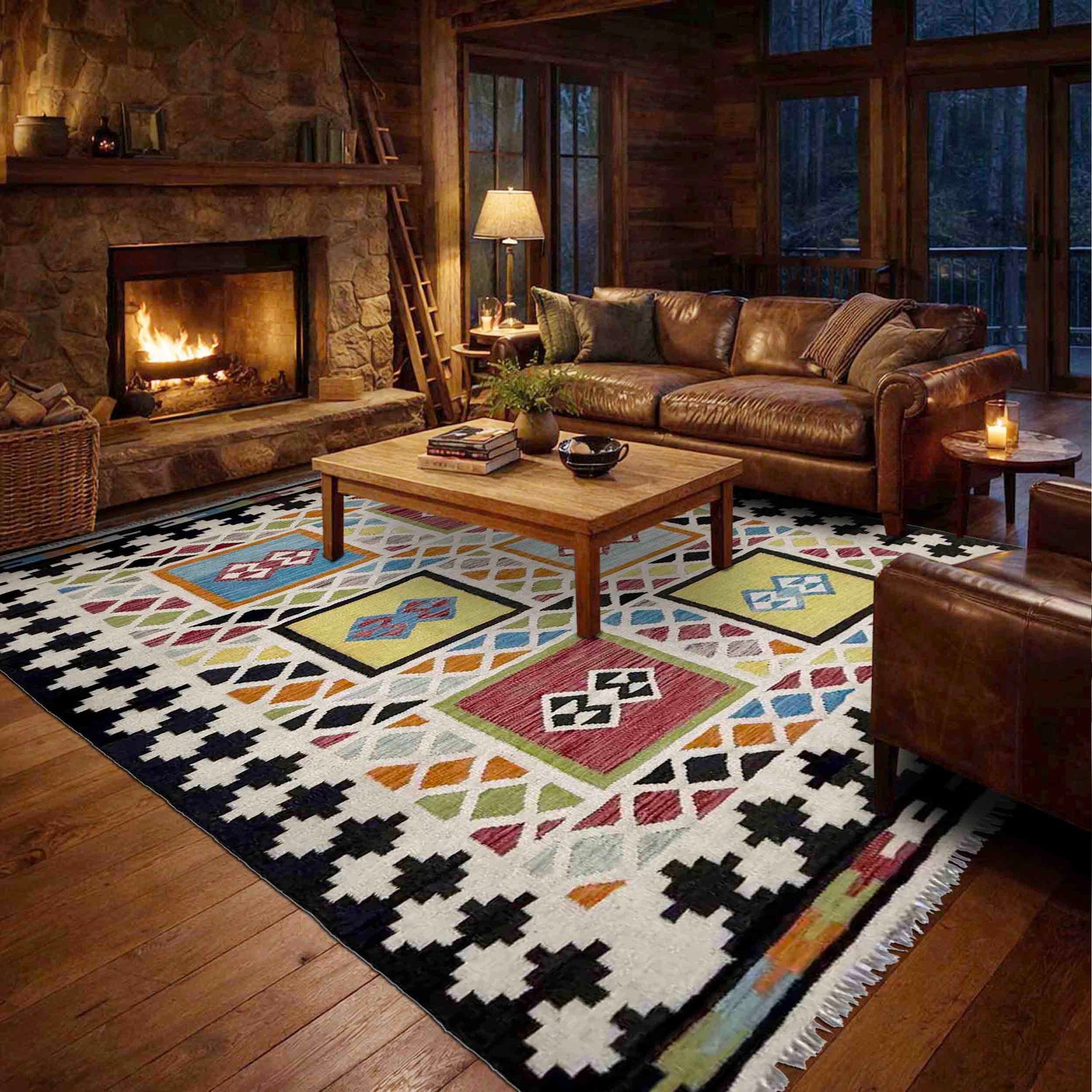 Handmade Multi Kilim Geometric 5x8 ft
