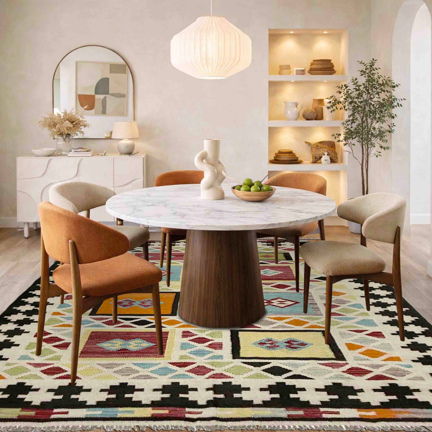 Handmade Multi Kilim Geometric 5x8 ft