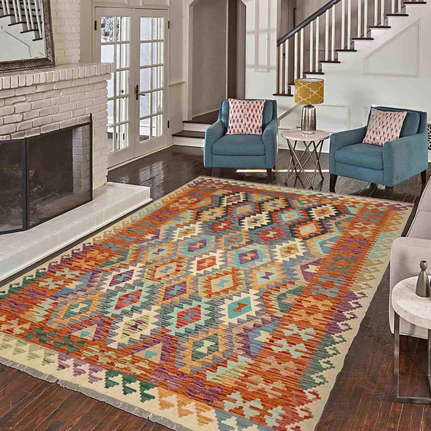 Handmade Multi Kilim Geometric 5x8 ft