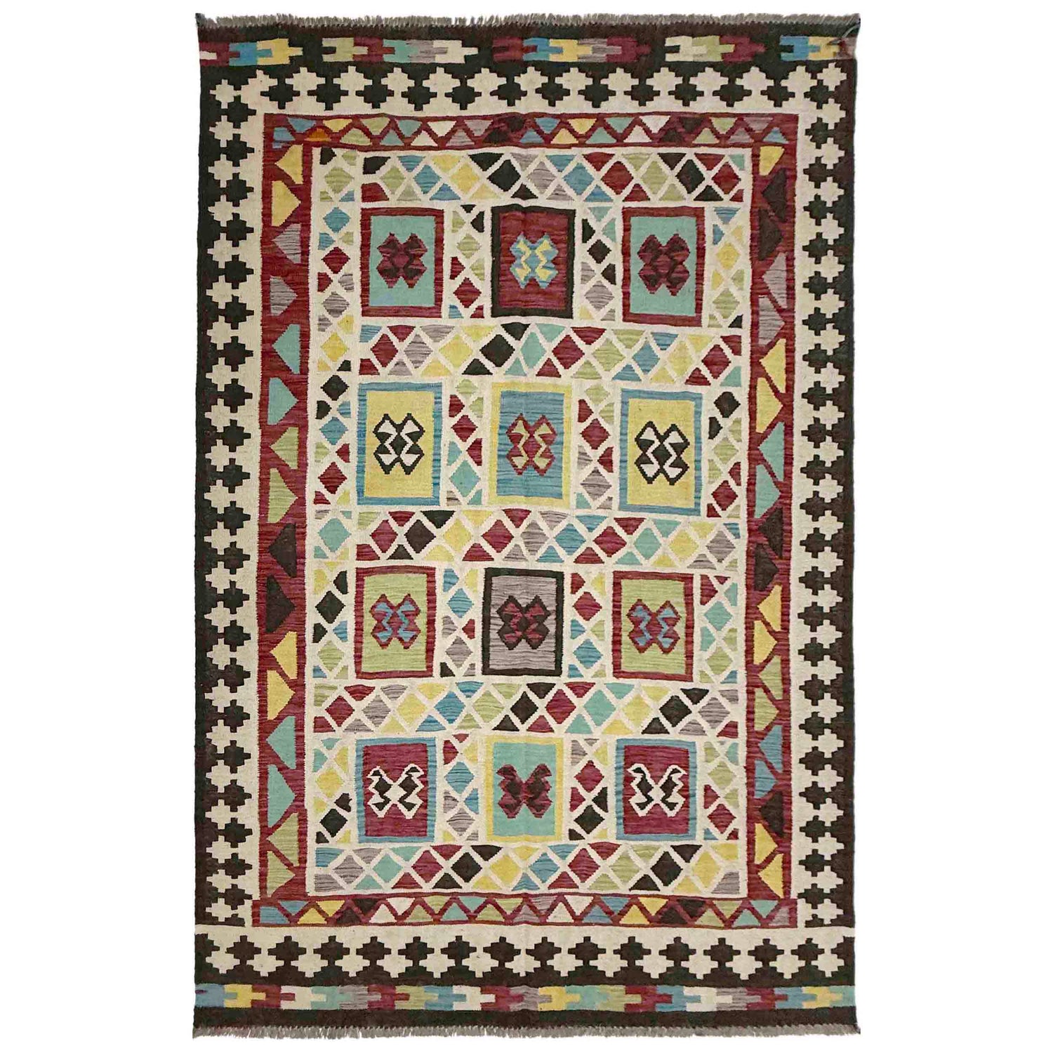 Handmade Multi Kilim Geometric 6x9 ft