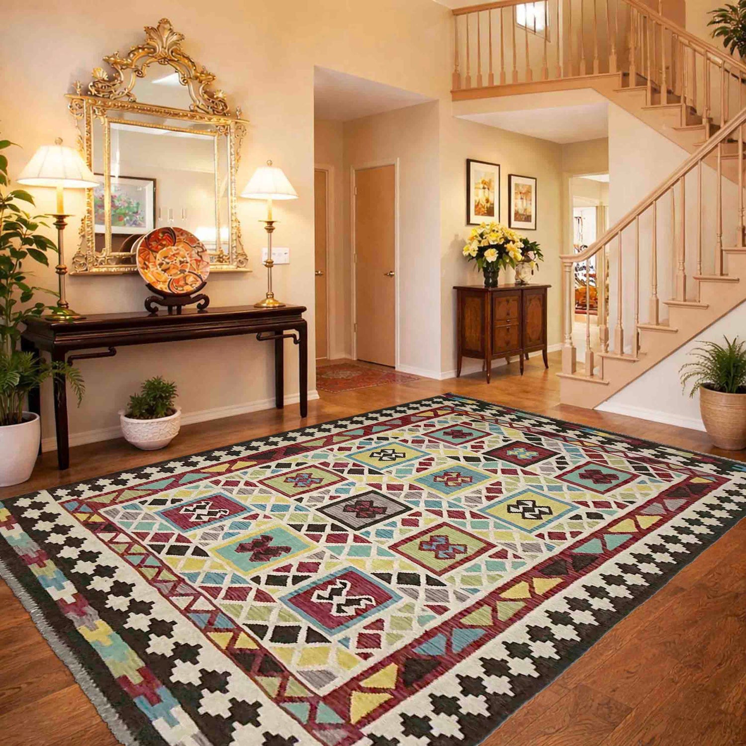 Handmade Multi Kilim Geometric 6x9 ft