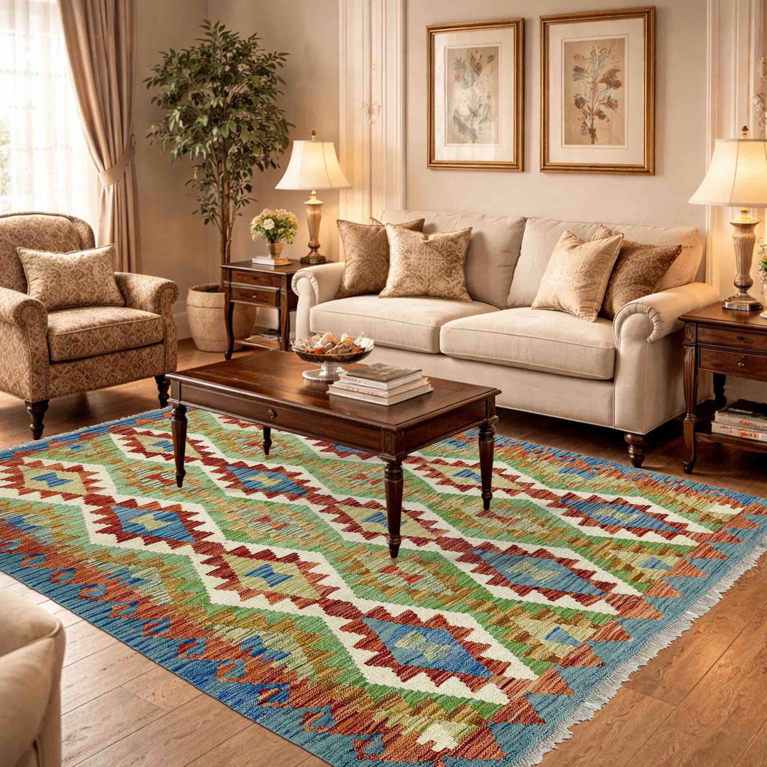 Handmade Multi Kilim Geometric 4x7 ft