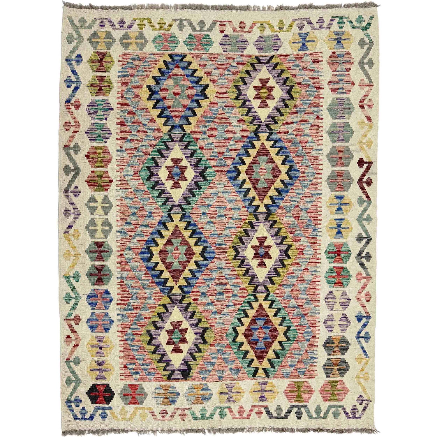 Handmade Multi Kilim Geometric 4x7 ft