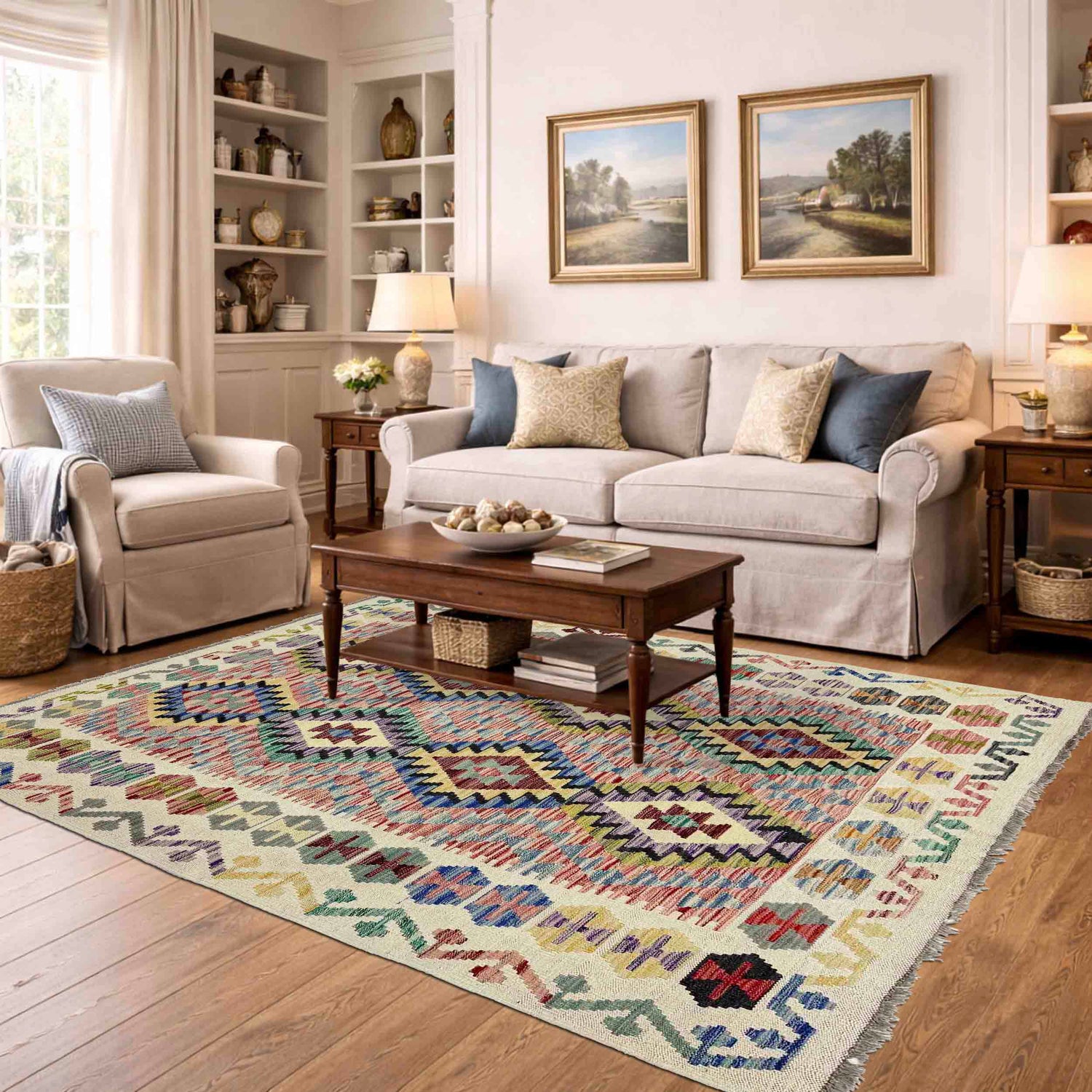 Handmade Multi Kilim Geometric 4x7 ft