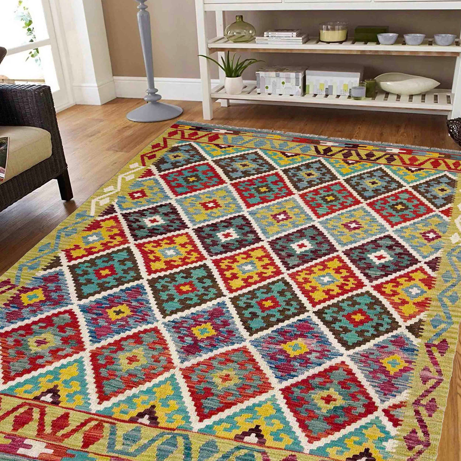 Handmade Multi Kilim Geometric 4x7 ft