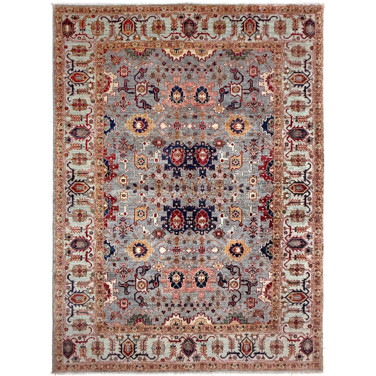 Hand-Knotted Gray Floral Sultani Area Rug – 6' 8" x 9' 9" ft (204 x 298 cm) | SKU: R39635