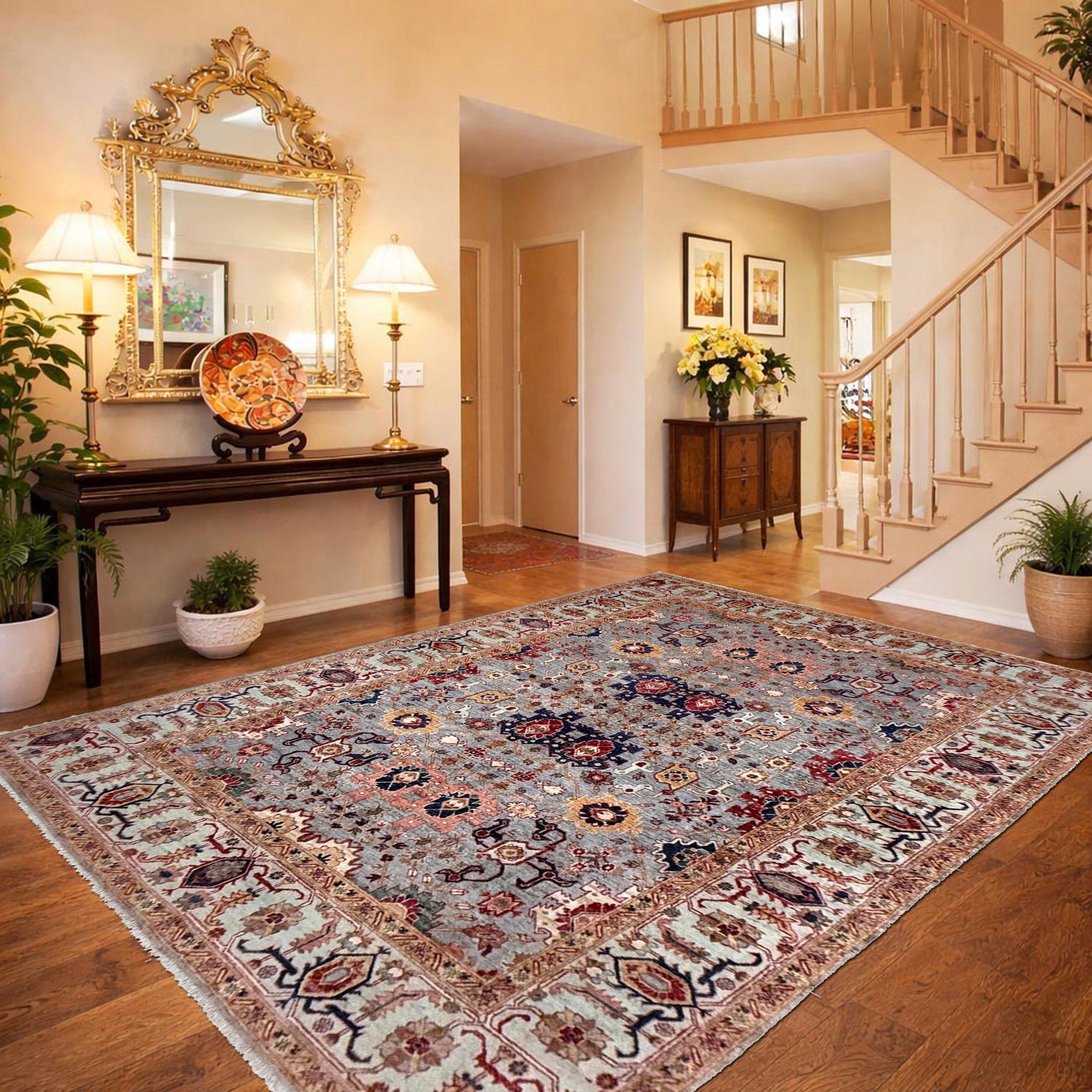 Hand-Knotted Gray Floral Sultani Area Rug – 6' 8" x 9' 9" ft (204 x 298 cm) | SKU: R39635