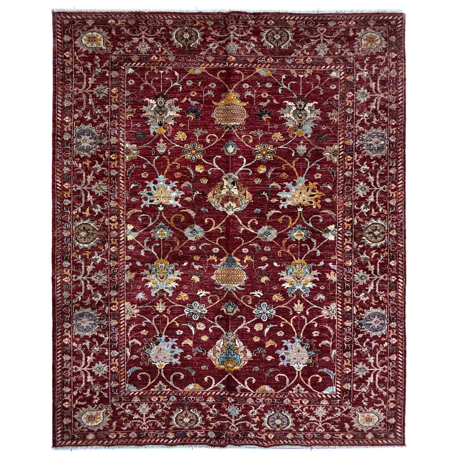 Hand-Knotted Red Floral Sultani Area Rug – 5' 8" x 7' 9" ft (172 x 237 cm) | SKU: R39636