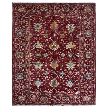 Hand-Knotted Red Floral Sultani Area Rug – 5' 8" x 7' 9" ft (172 x 237 cm) | SKU: R39636