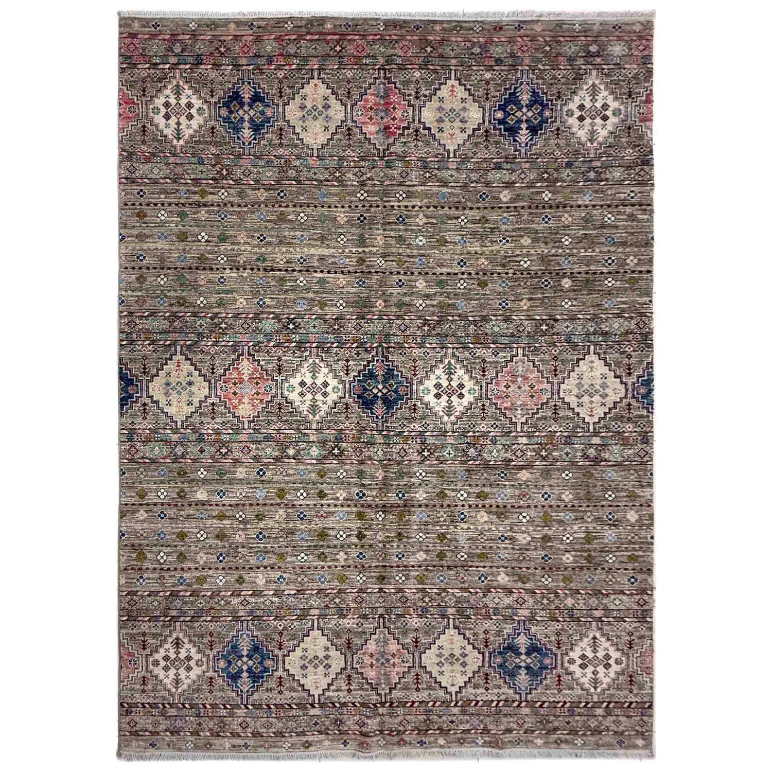 Hand-Knotted Multi Medallion Gabbeh Area Rug – 6' 6" x 9' 8" ft (197 x 294 cm) | SKU: R39638