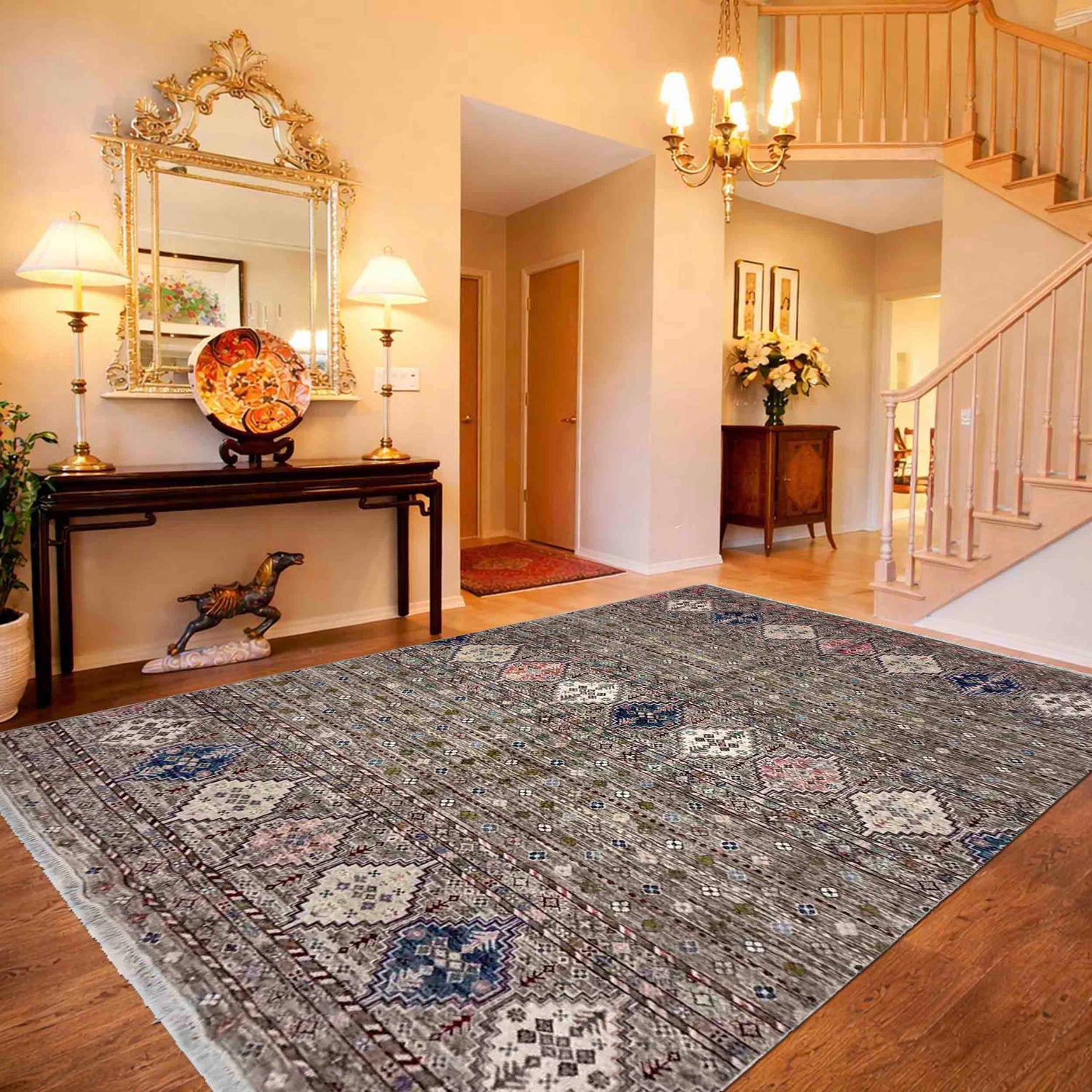 Hand-Knotted Multi Medallion Gabbeh Area Rug – 6' 6" x 9' 8" ft (197 x 294 cm) | SKU: R39638