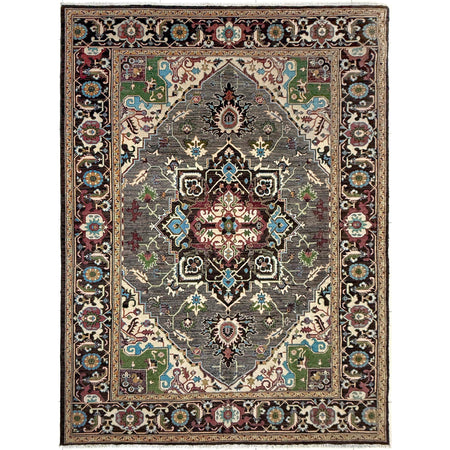 Hand-Knotted Multi Medallion Heriz Area Rug  – 6' 10" x 9' 7" ft (208 x 291 cm) | SKU: R39640