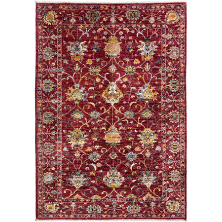 Hand-Knotted Red Floral Sultani Area Rug – 4' 0" x 6' 0" ft (122 x 183 cm) | SKU: R39642